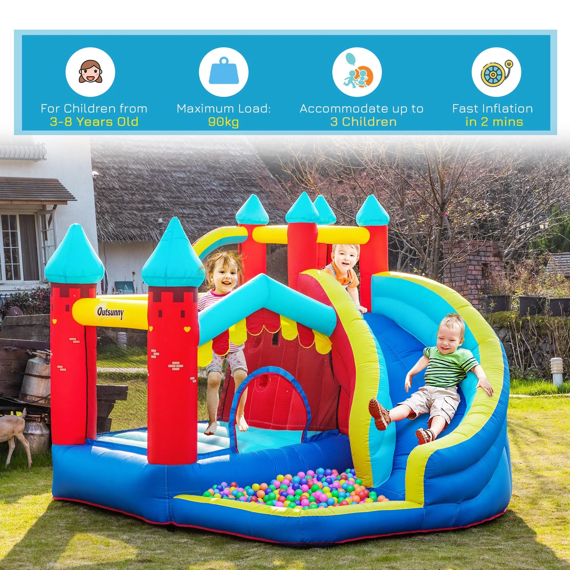 Outsunny Kids Bouncy Castle - Image 4