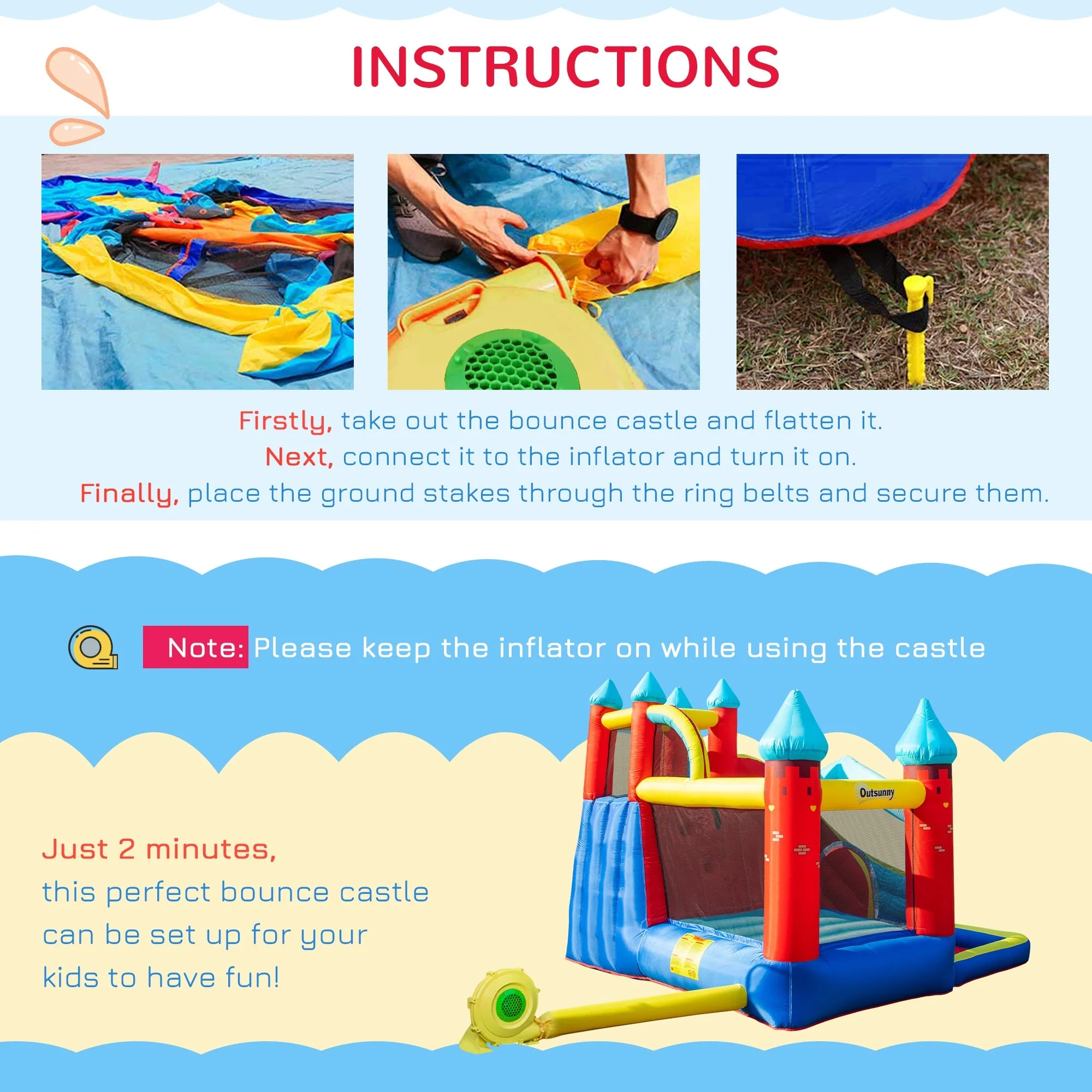 Outsunny Kids Bouncy Castle - Image 5