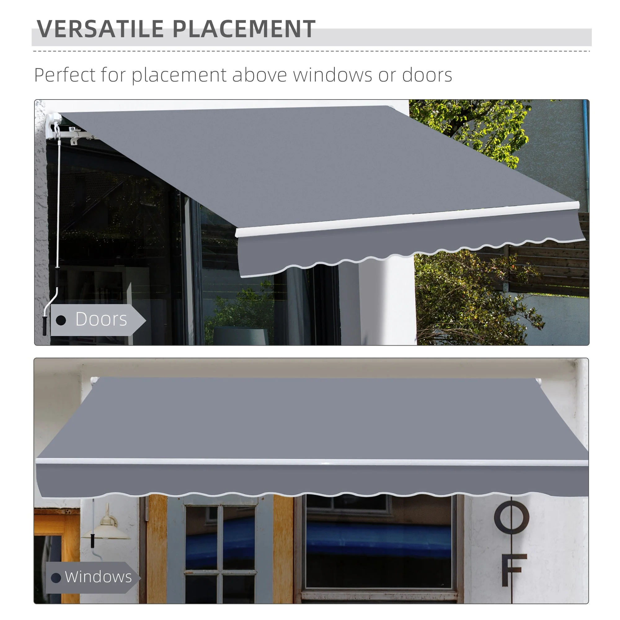 Outsunny Manual Retractable Awning Size (4M X3M)-Grey - Image 5