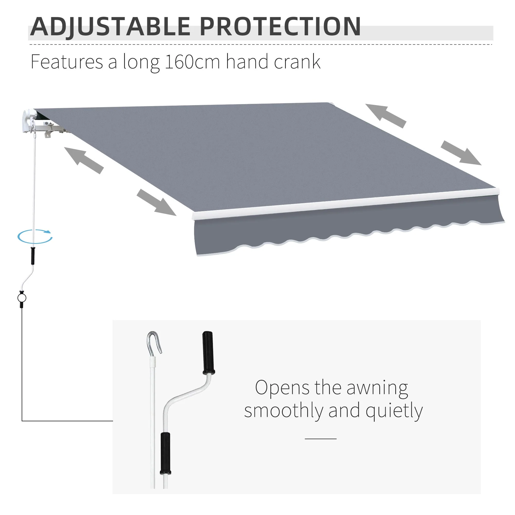 Outsunny Manual Retractable Awning Size (4M X3M)-Grey - Image 6