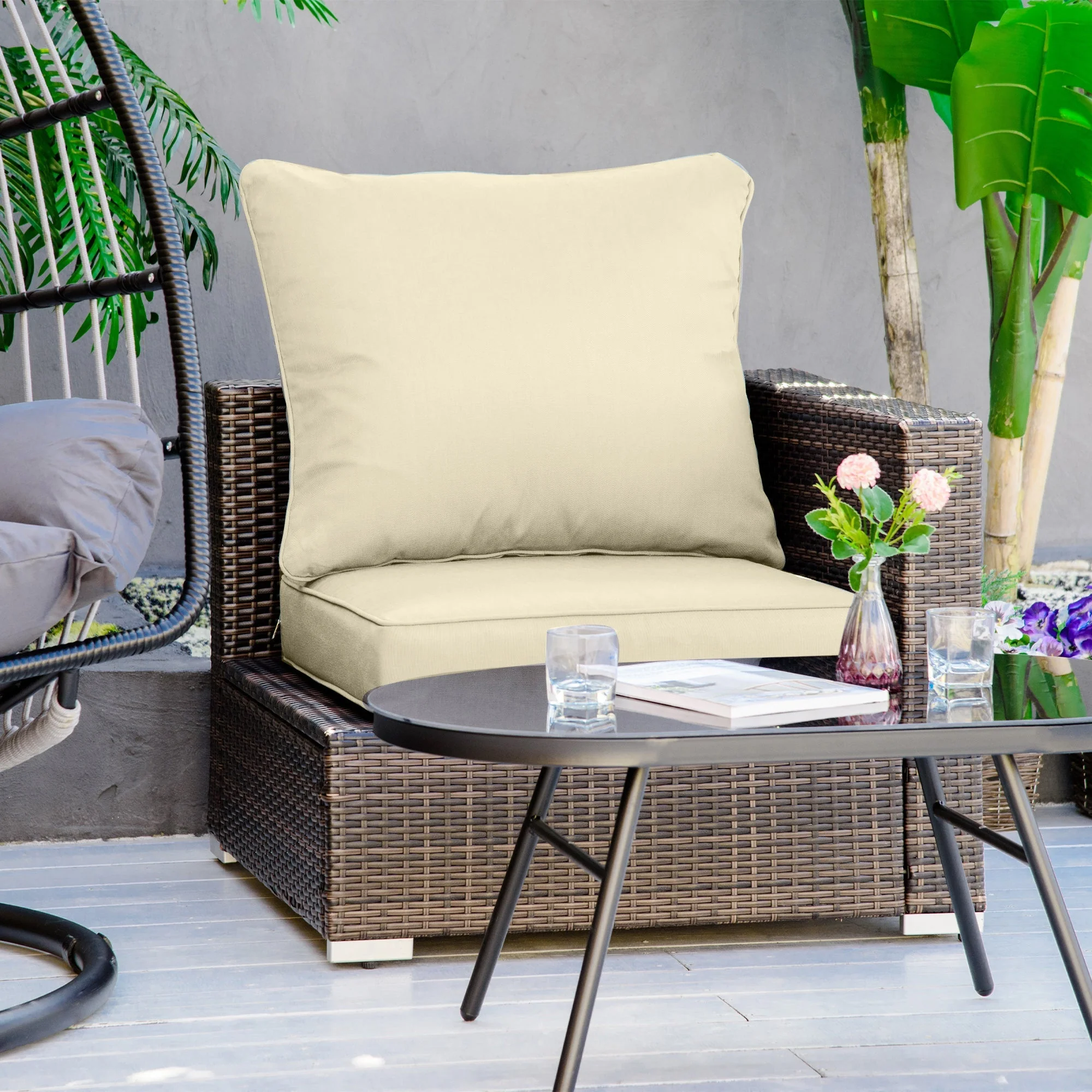 Outsunny Outdoor Seat And Back Cushion Set Patio Deep Seating Chair Replacement Cushion - Image 2