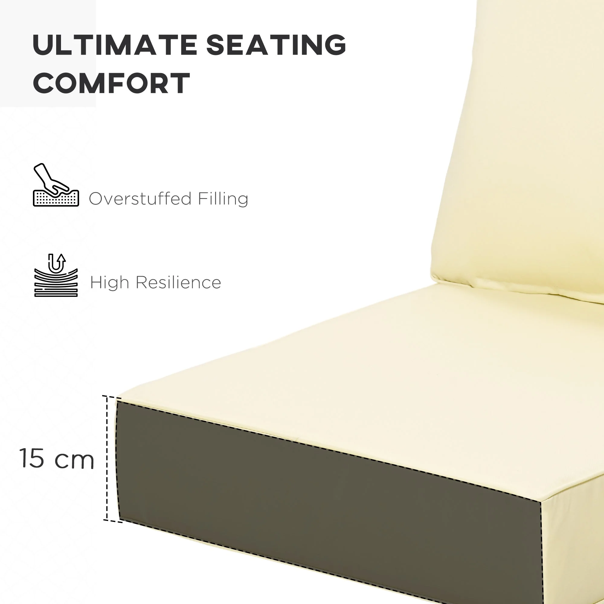 Outsunny Outdoor Seat And Back Cushion Set Patio Deep Seating Chair Replacement Cushion - Image 5