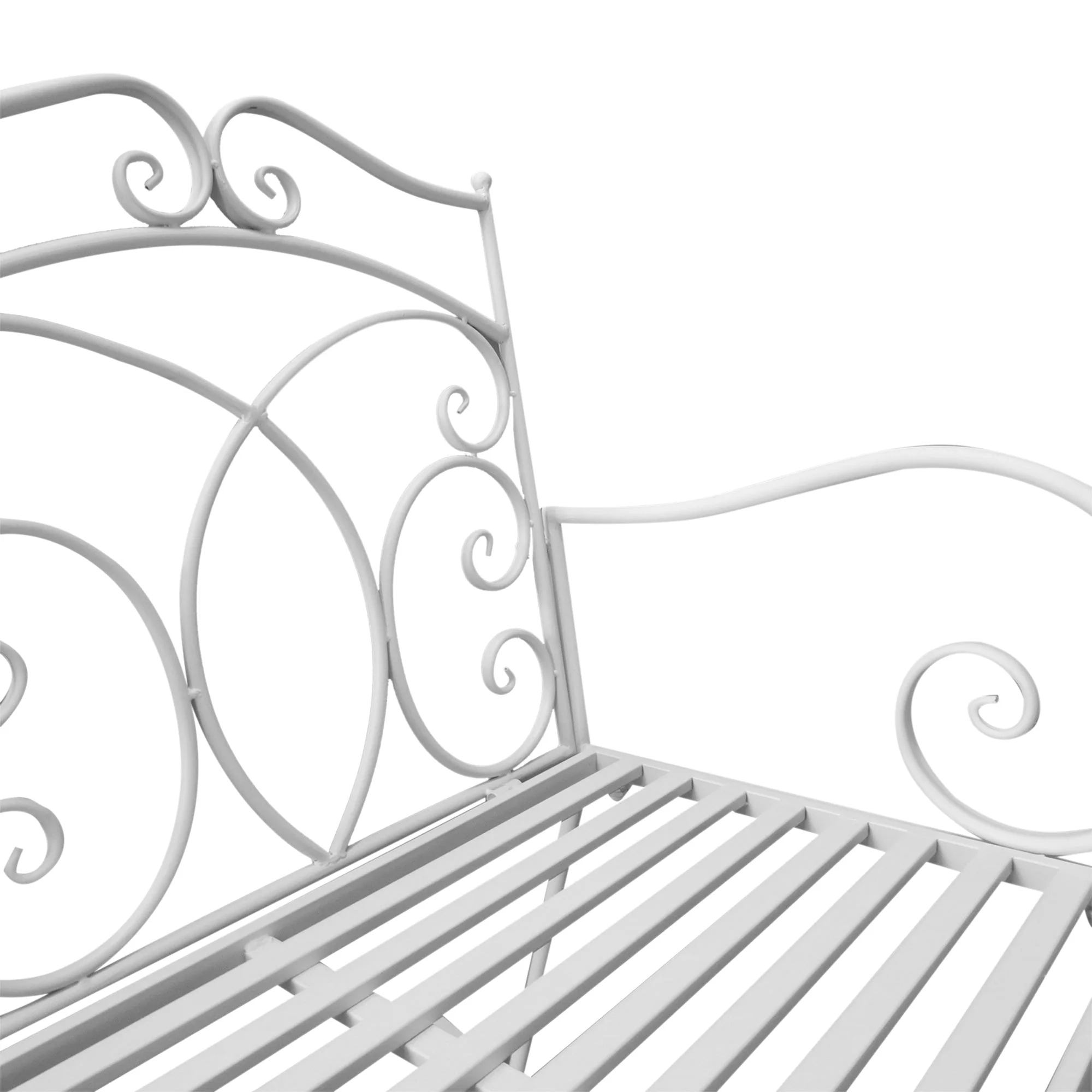 Outsunny Patio 2 Seater Rocking Bench Steel Garden Outdoor Garden Loveseat Chair With Decorative Backrest White - Image 6