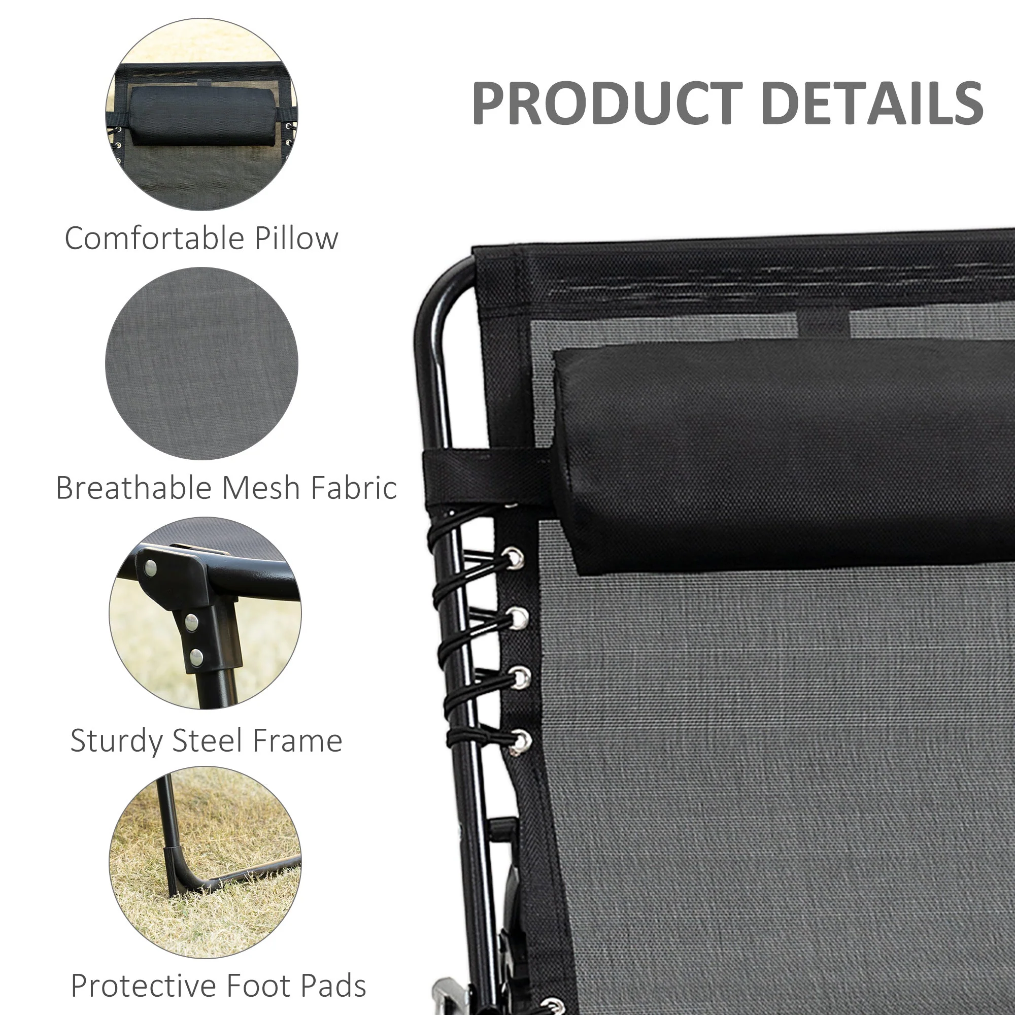 Outsunny Portable Sun Lounger - Image 4