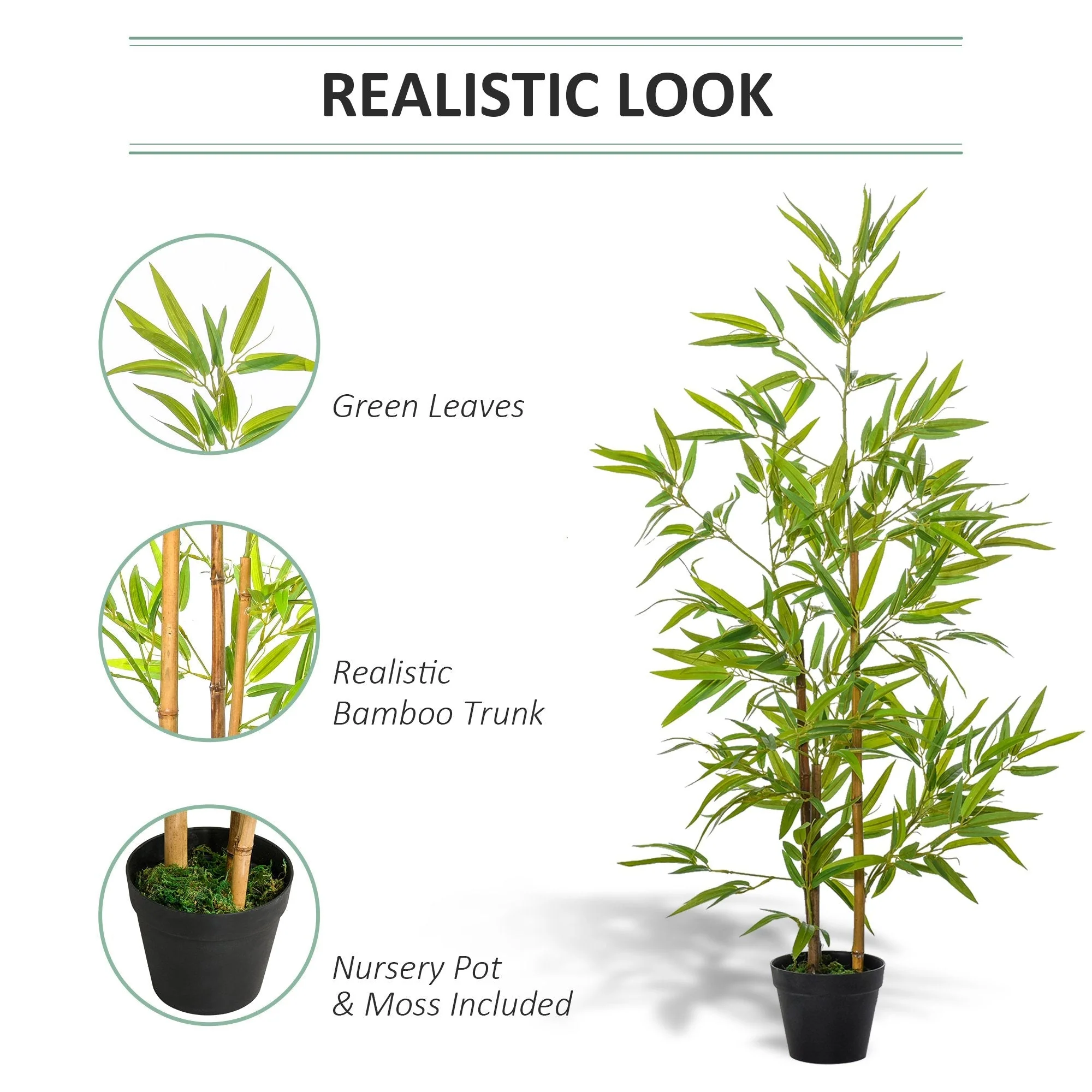 Outsunny Set Of 2 Artificial Bamboo Trees Decorative Plant With Nursery Pot For Indoor Outdoor Dcor 120cm - Image 4