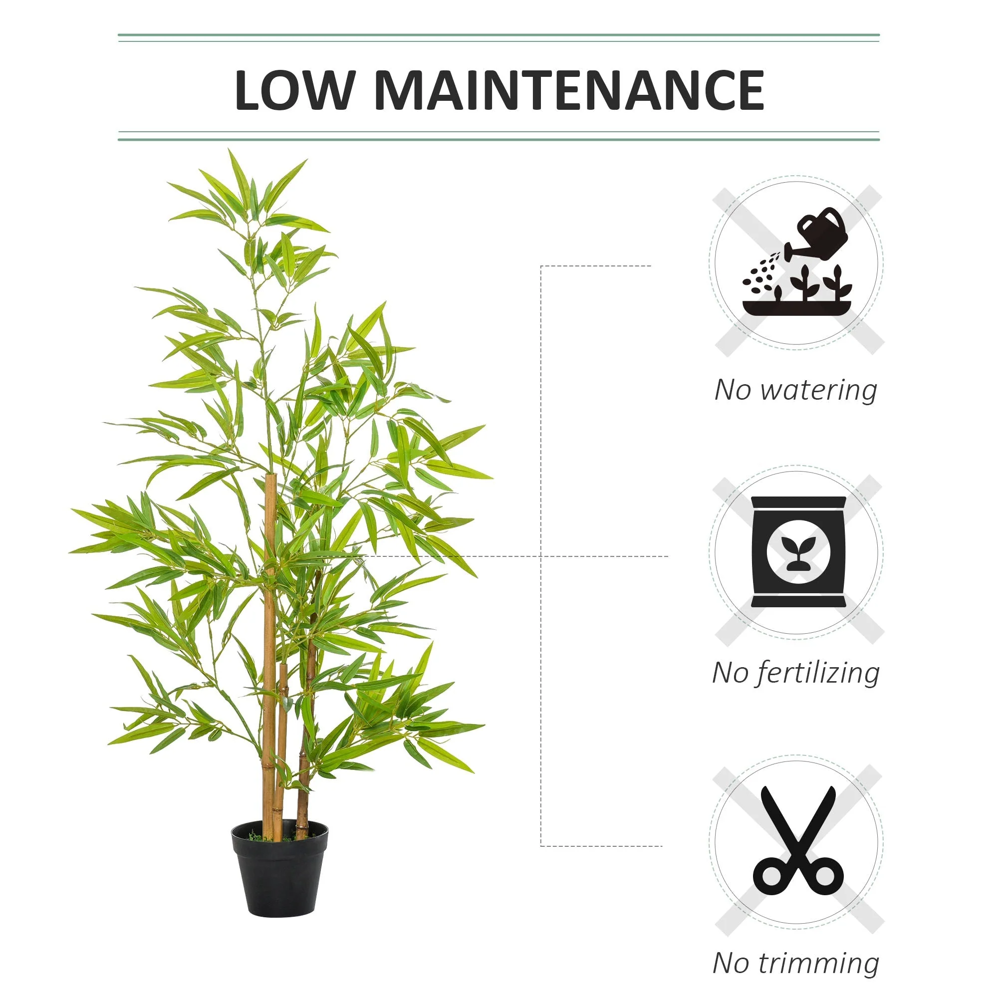 Outsunny Set Of 2 Artificial Bamboo Trees Decorative Plant With Nursery Pot For Indoor Outdoor Dcor 120cm - Image 5