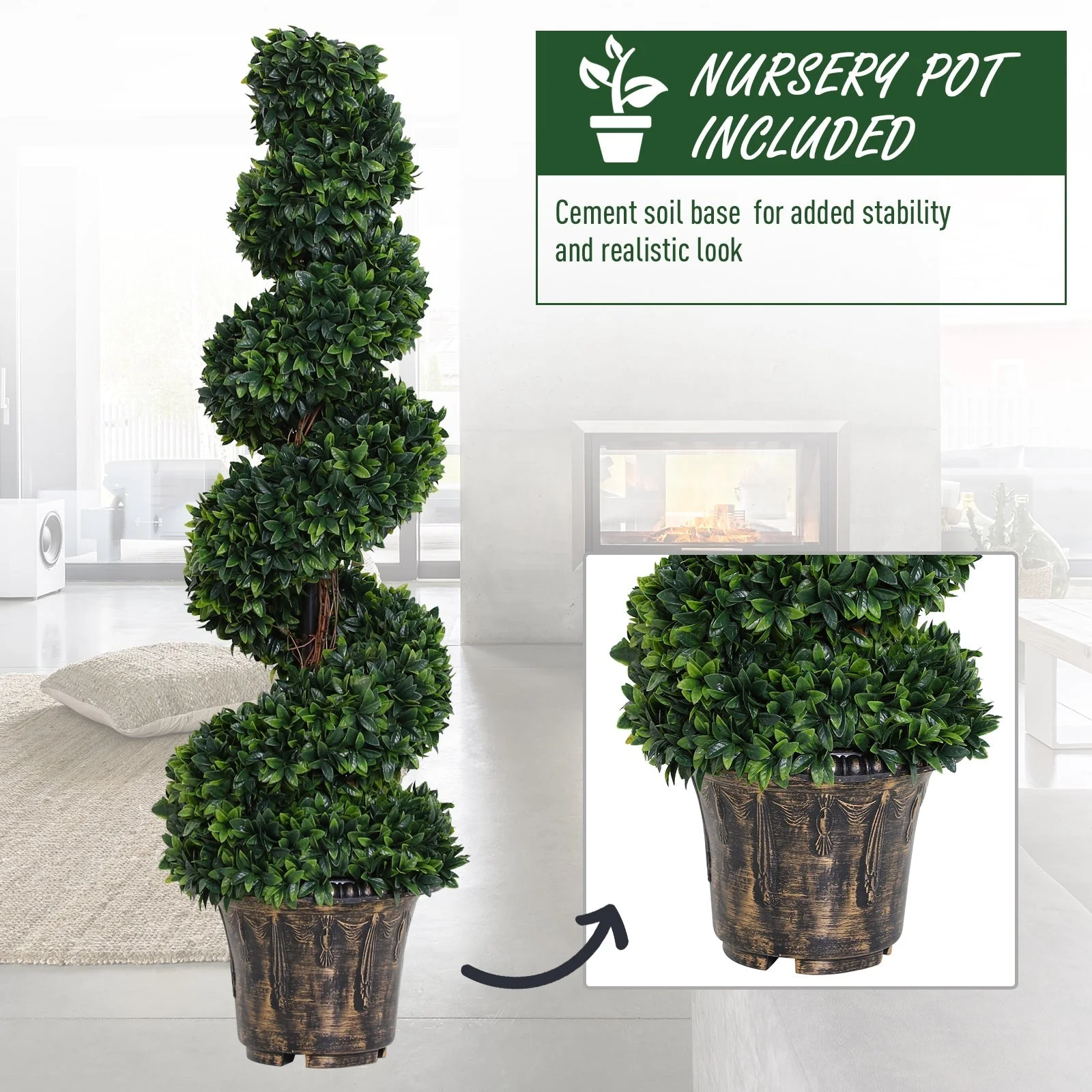 Outsunny Set of 2 Artificial Spiral Topiary Plant - Image 5