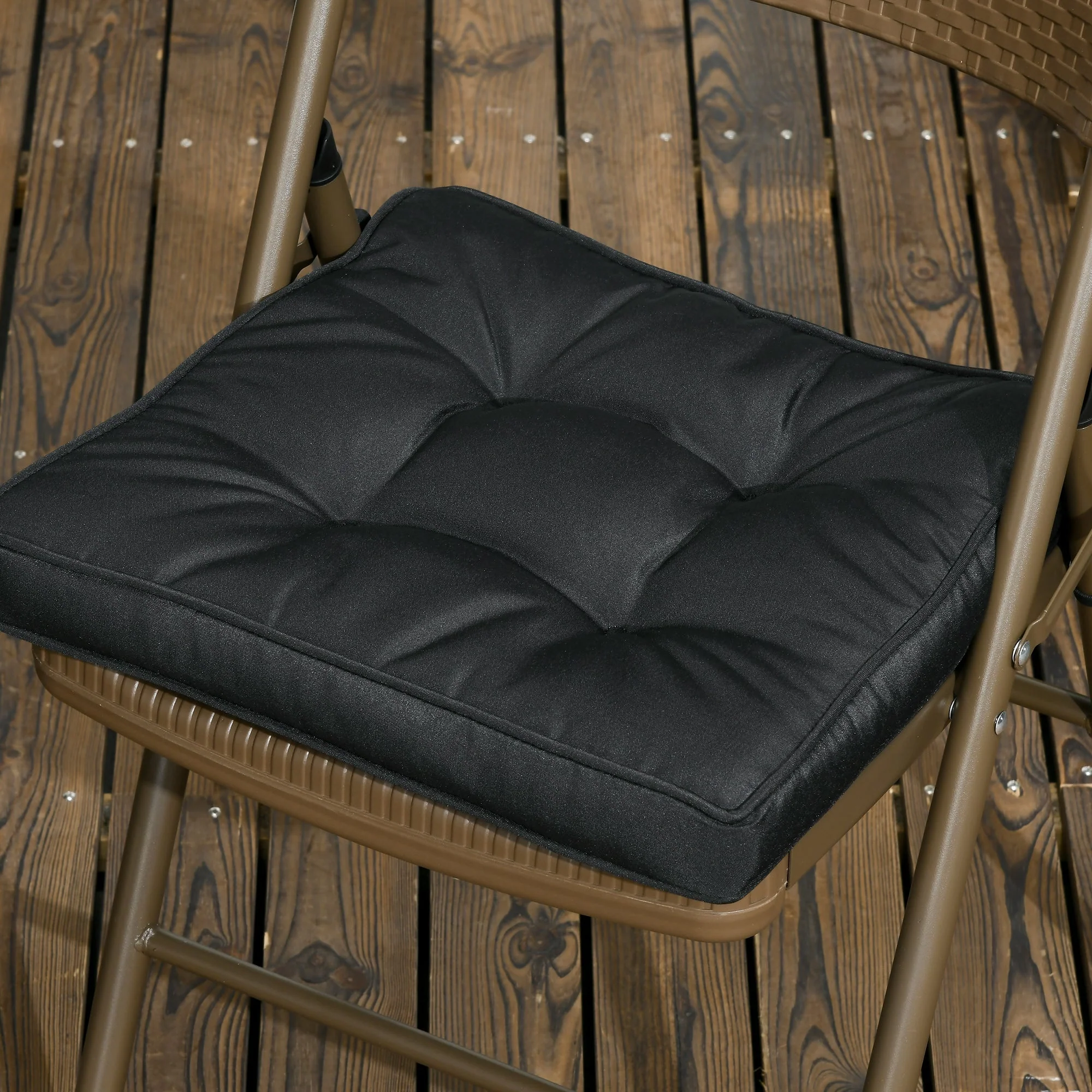 Outsunny Set Of 4 Garden Seat Cushion With Ties 42 X 42cm Replacement Dining Chair Seat Pad Black - Image 7