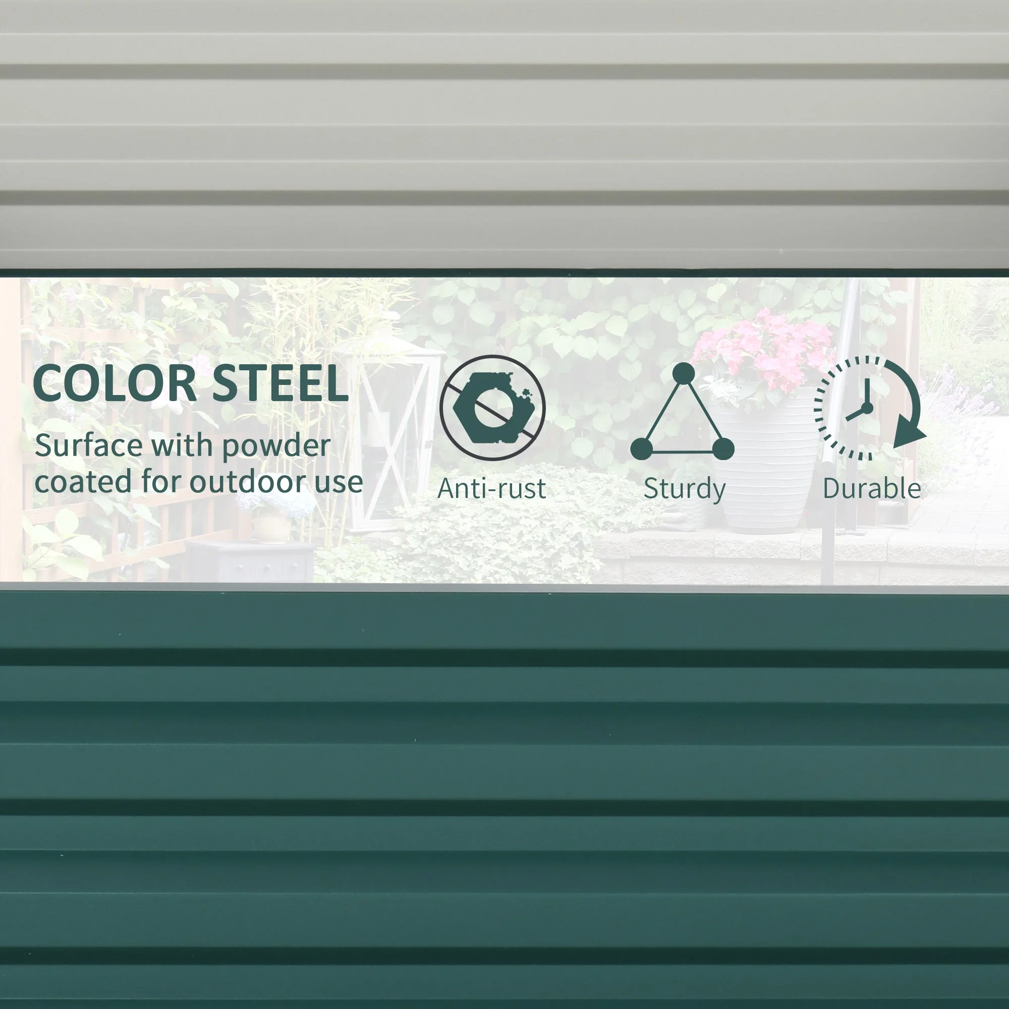 Outsunny Square Raised Garden Bed Box with Weatherized Steel Frame for Vegetables - Image 4