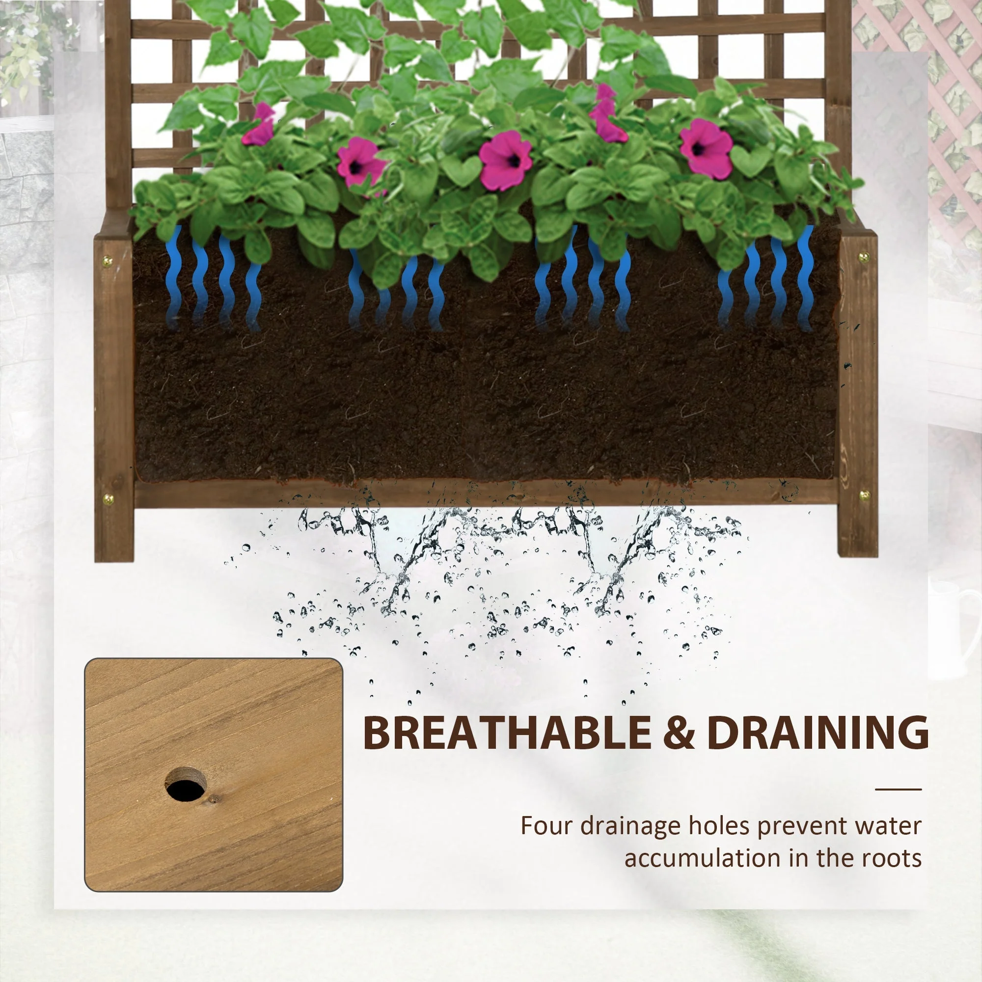 Outsunny Wood Planter with Trellis for Vine Climbing - Image 5