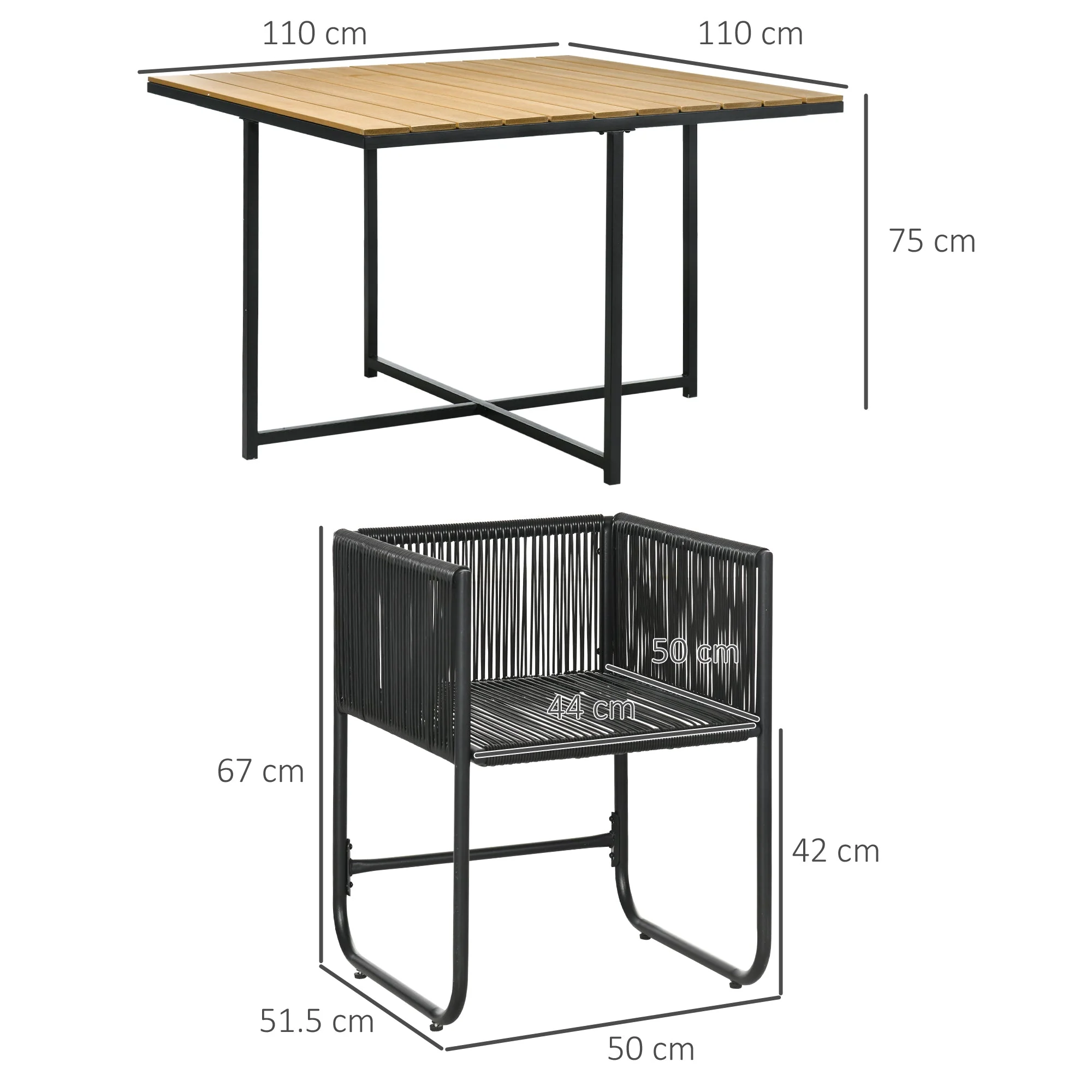 Patio 5-Piece PE Rattan Dining Set - Image 2