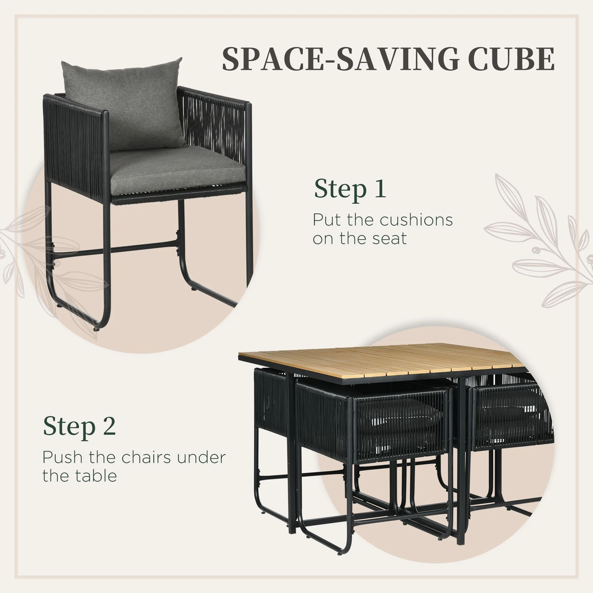 Patio 5-Piece PE Rattan Dining Set - Image 6
