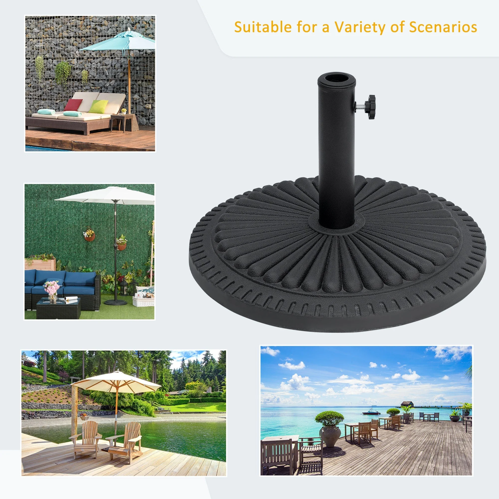 Patio Outdoor Garden 14kg Round Cement Parasol Base Umbrella Weight Stand Holder Fits ?35mm - Image 6