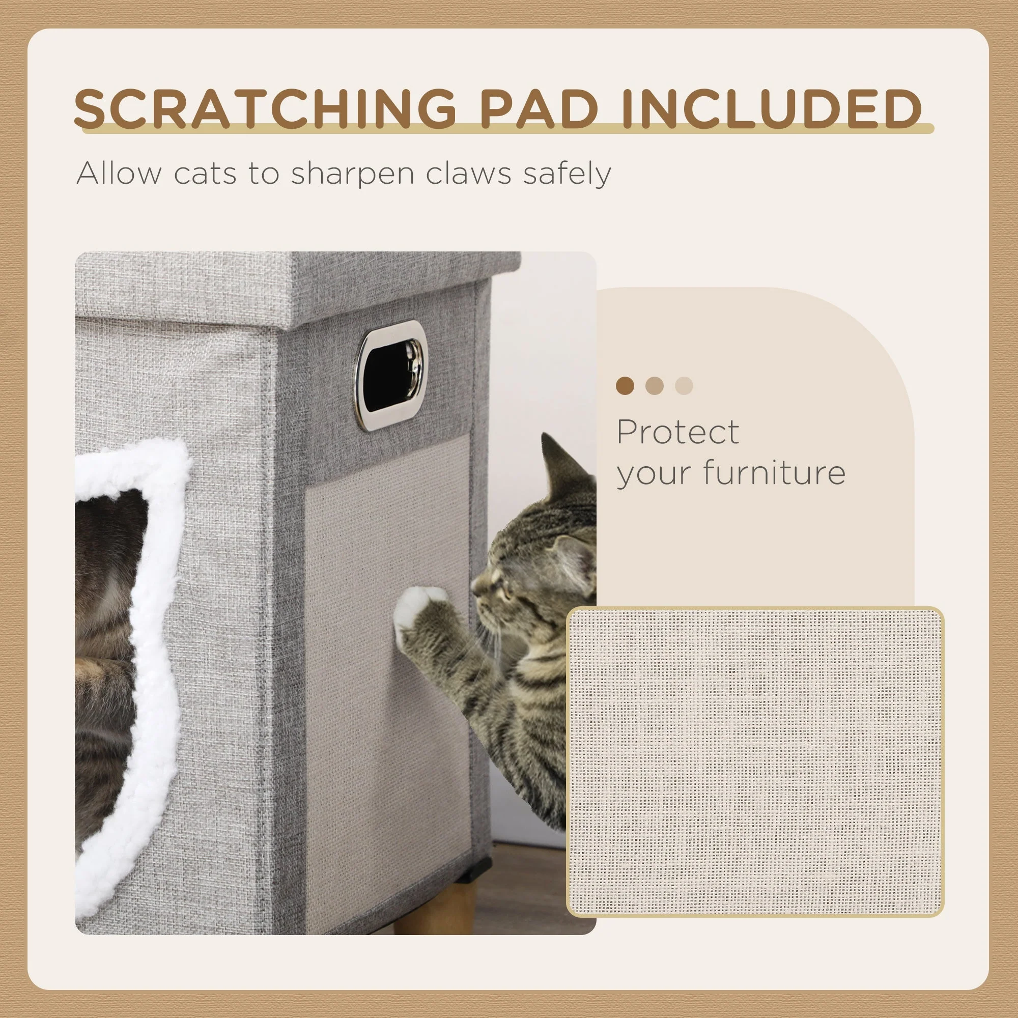 PawHut 2 in 1 Cat Bed Ottoman - Image 2