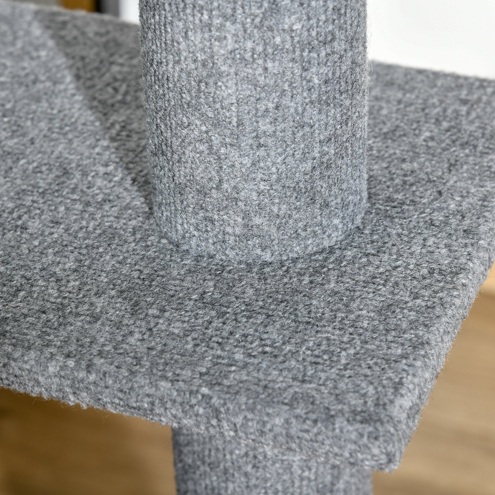 PawHut 260cm Floor To Ceiling Cat Tree Activity Center w/3 Perches Kitten Grey - Image 9