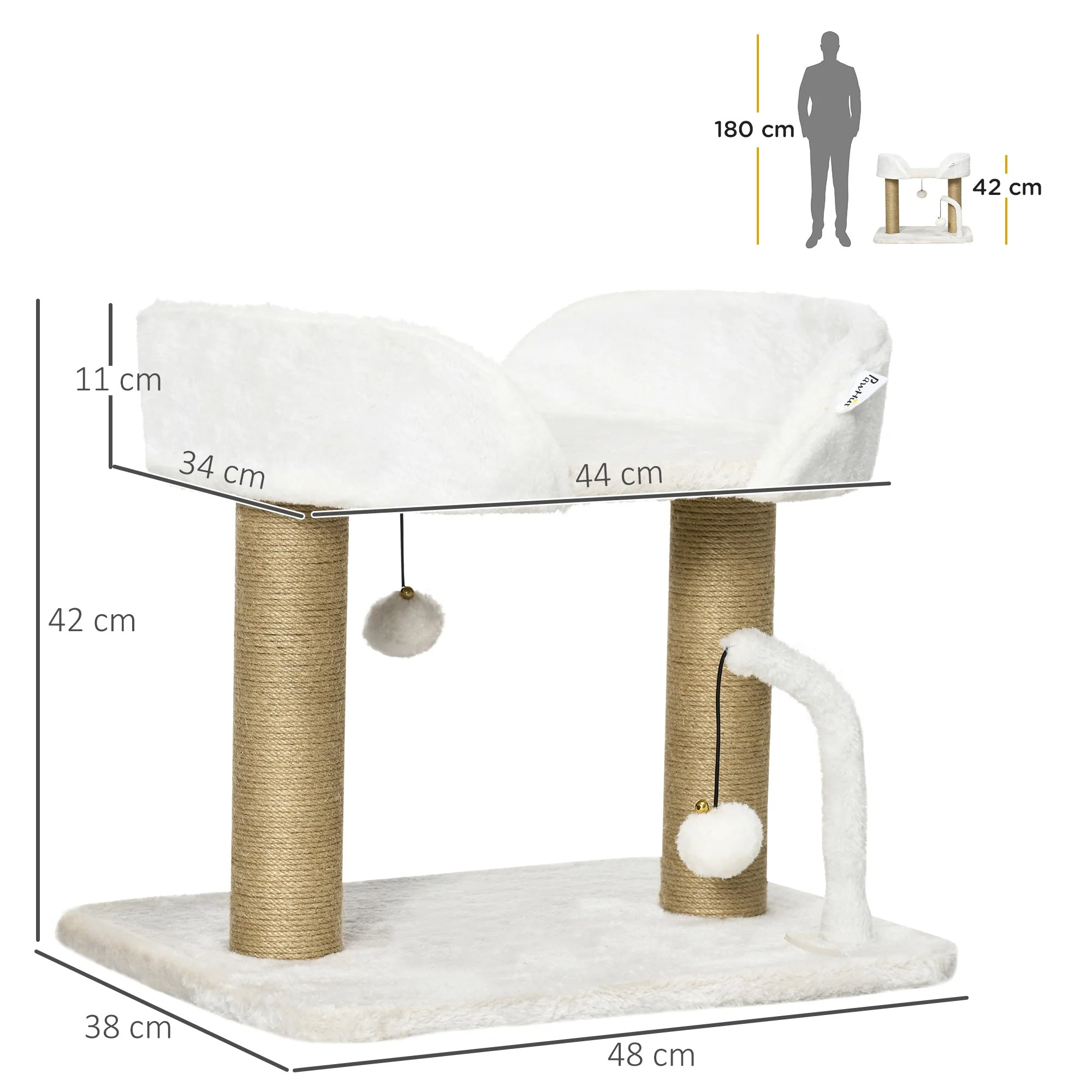 PawHut 42cm Indoor Cat Tree - Image 2