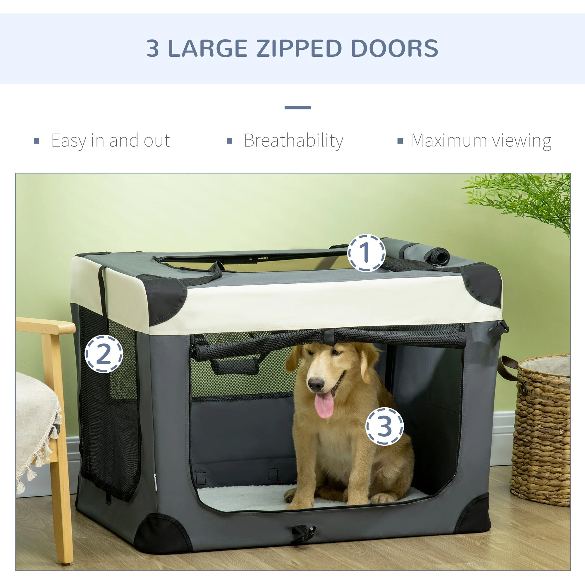 PawHut 91cm Foldable Pet Carrier - Image 6