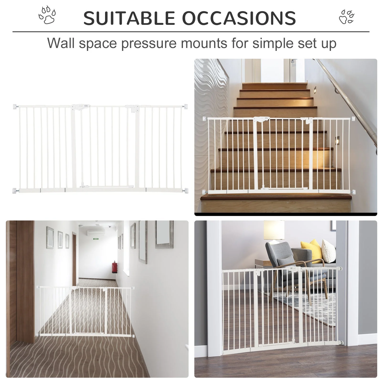 Pawhut Adjustable Safety Gate Dog Barrier For Doorways - Image 5