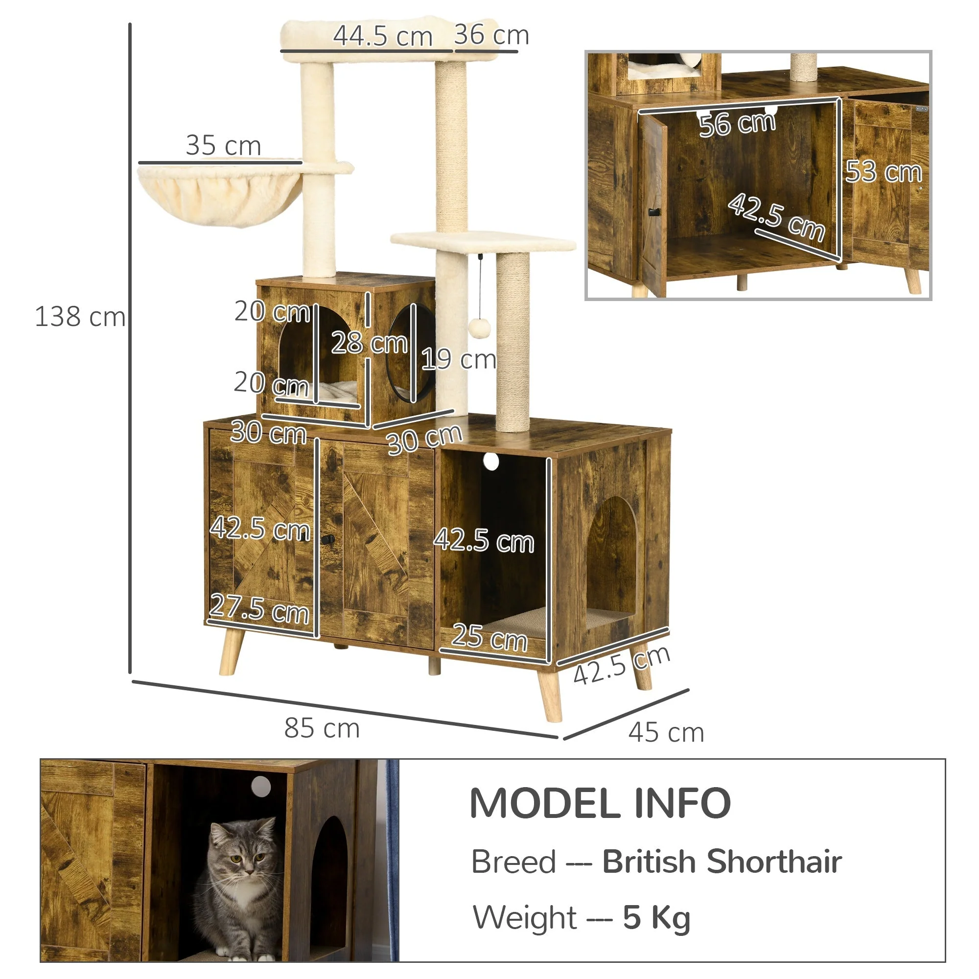 PawHut Cat Litter Box Enclosure - Image 4