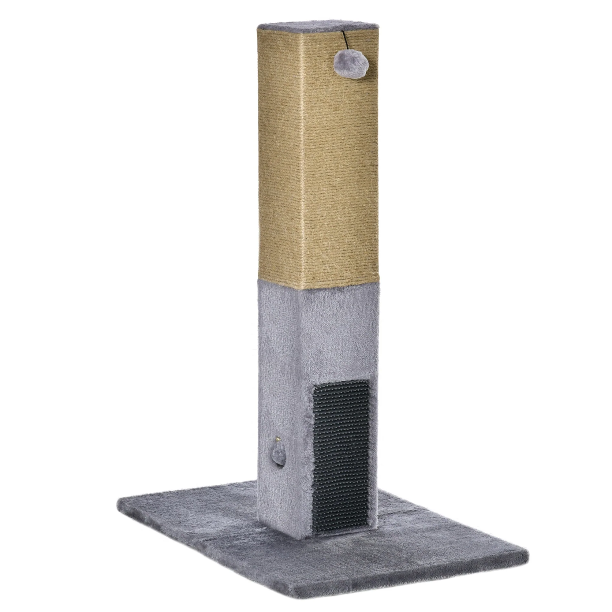 PawHut Cat Scratching Post 79cm Tall Scratcher Climber Cat Tree Activity Centre Grey - Image 3