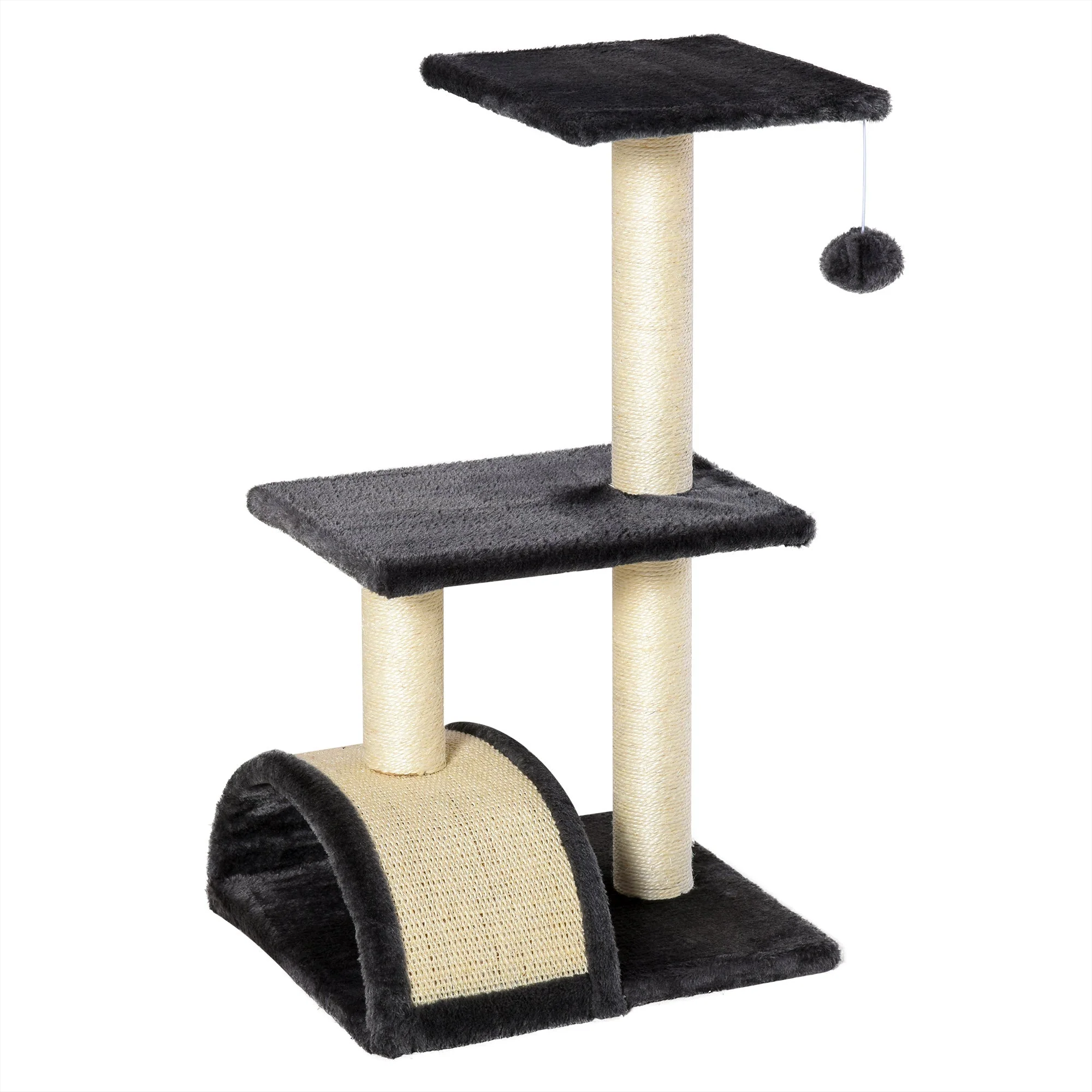 PawHut Cat tree Tower 72cm Climbing Activity Centre Kitten-Grey - Image 3