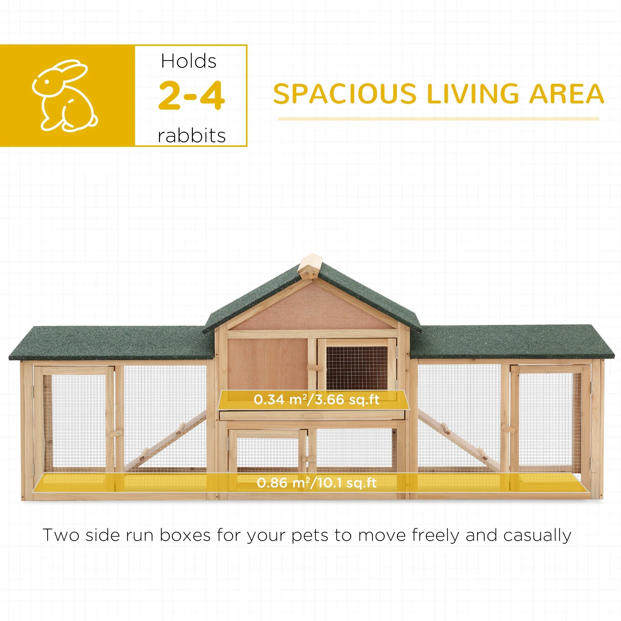 PawHut Deluxe Rabbit Hutch Outdoor - Image 6