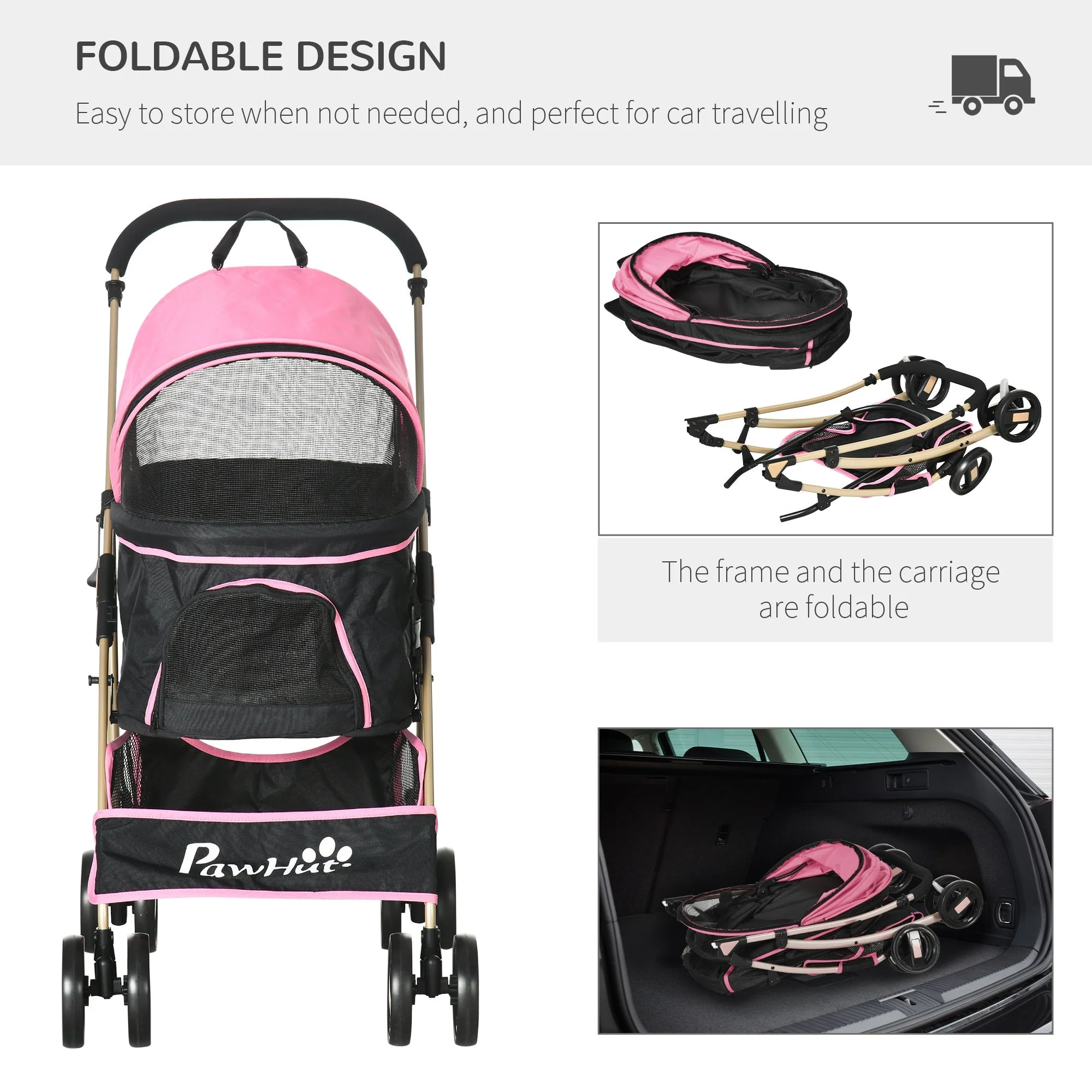 PawHut Detachable Pet Stroller - Image 2