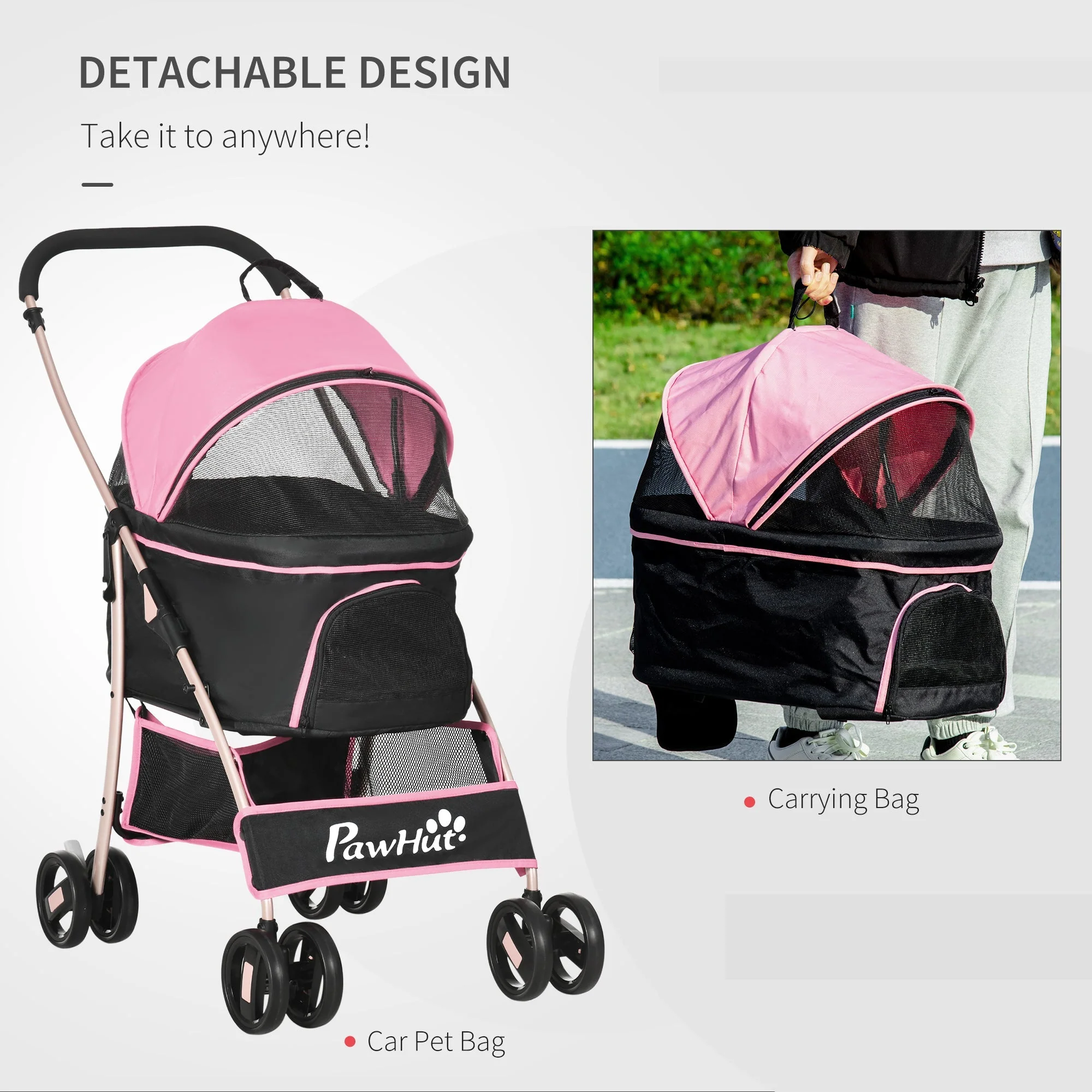 PawHut Detachable Pet Stroller - Image 6