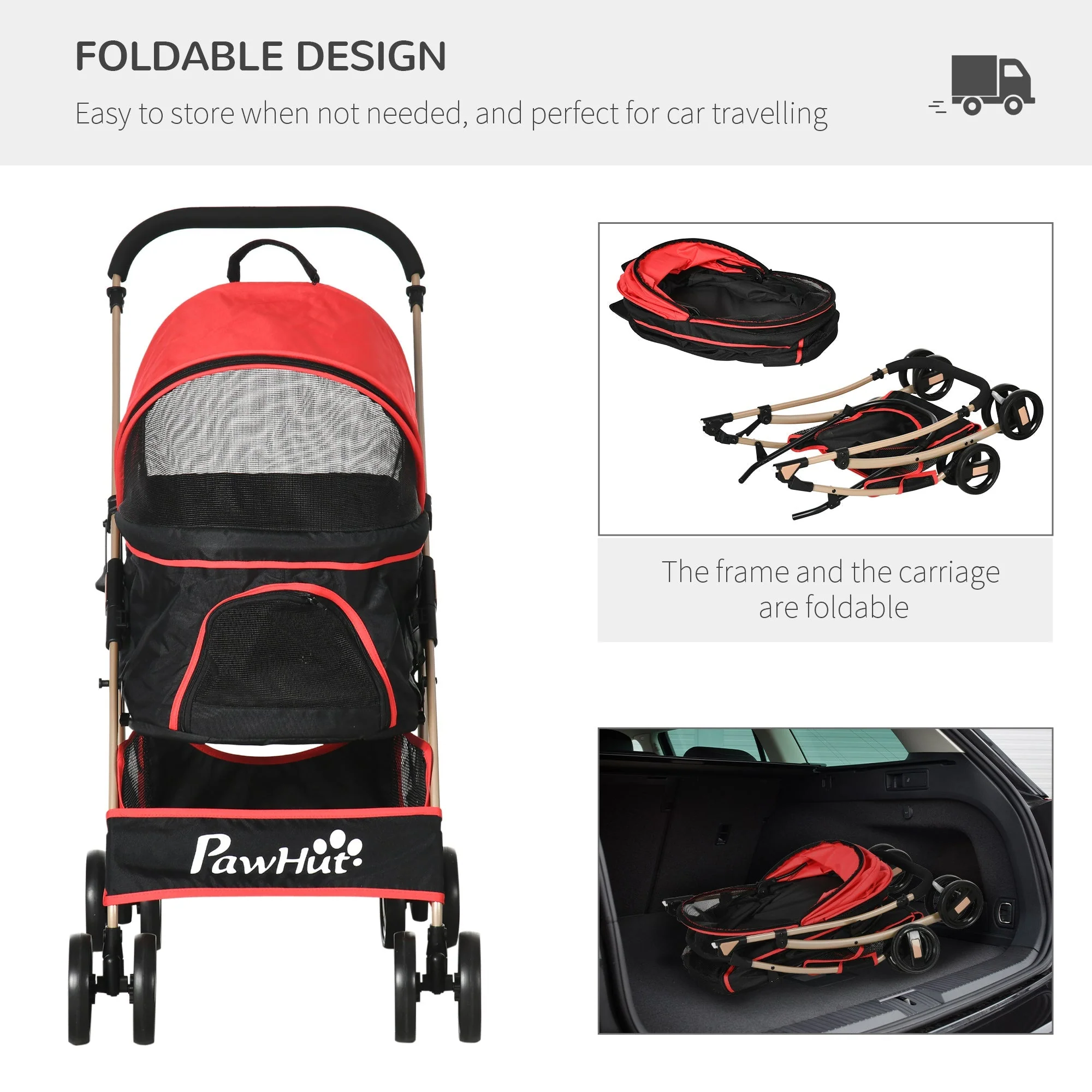 PawHut Detachable Pet Stroller - Image 7