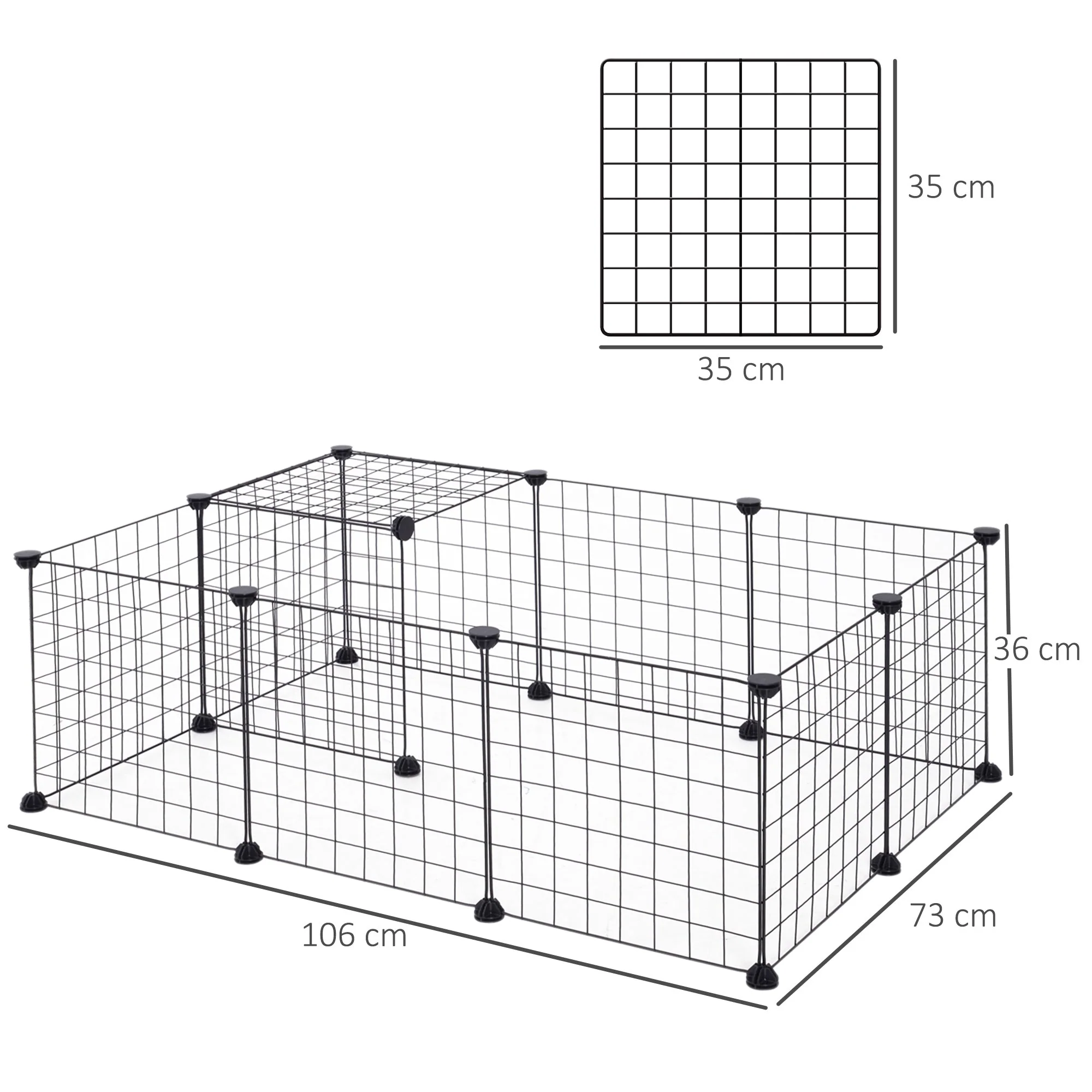PawHut DIY Pet Playpen Metal Wire Fence 12 Panel Enclosure Indoor Outdoor Guinea Pig Rabbit Small Animals Cage Black - Image 4