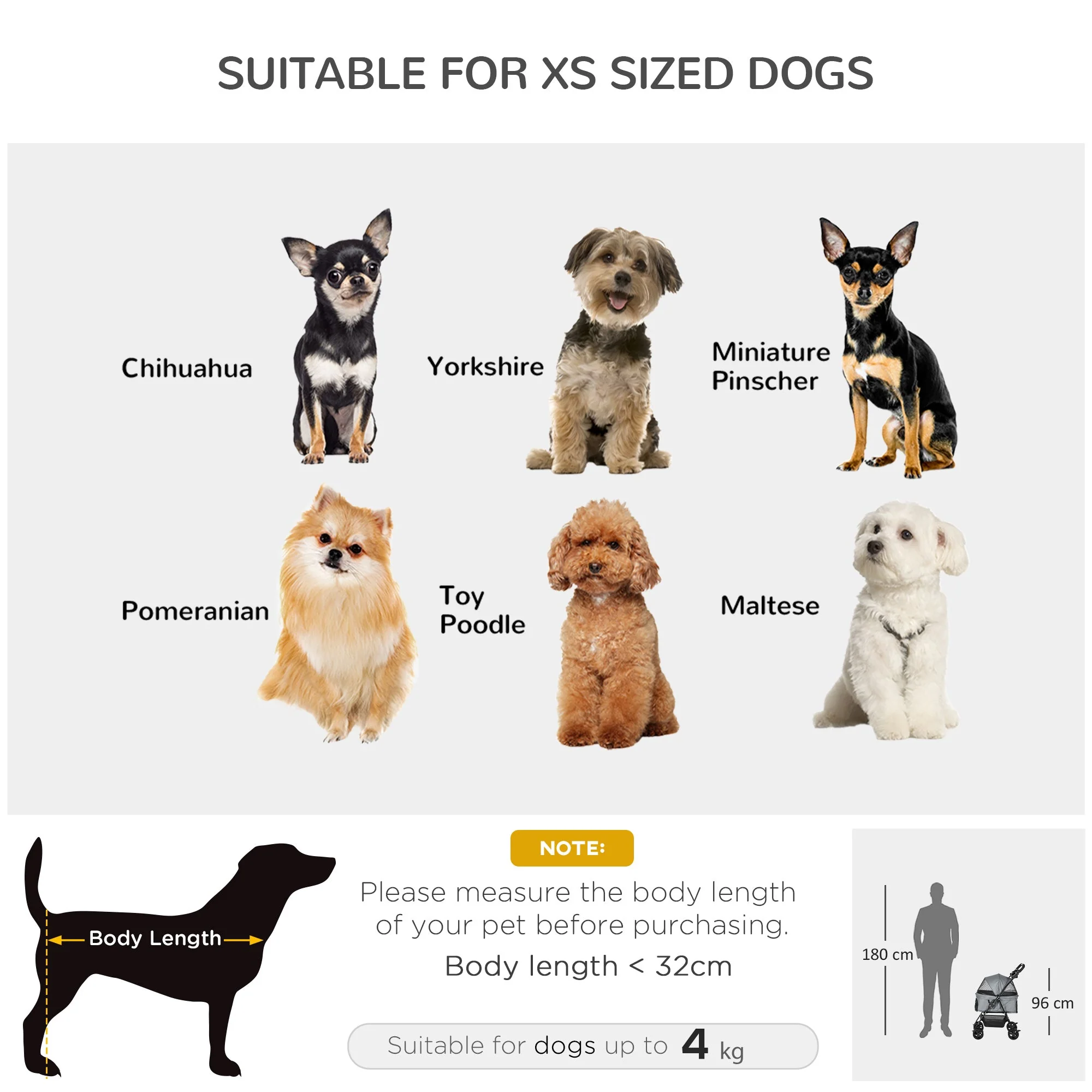 PawHut Dog Stroller Pet Cat Travel Pushchair One-Click Fold Trolley Jogger with EVA Wheels Brake Basket Adjustable Canopy Safety Leash for Small Dogs - Image 5