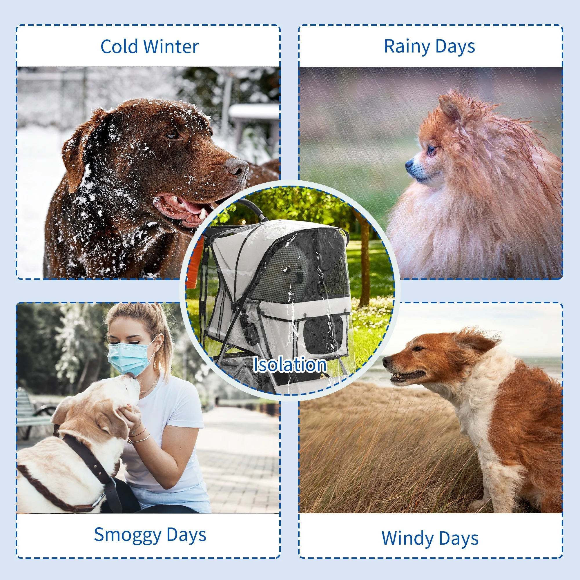 PawHut Dog Stroller Rain Cover - Image 5