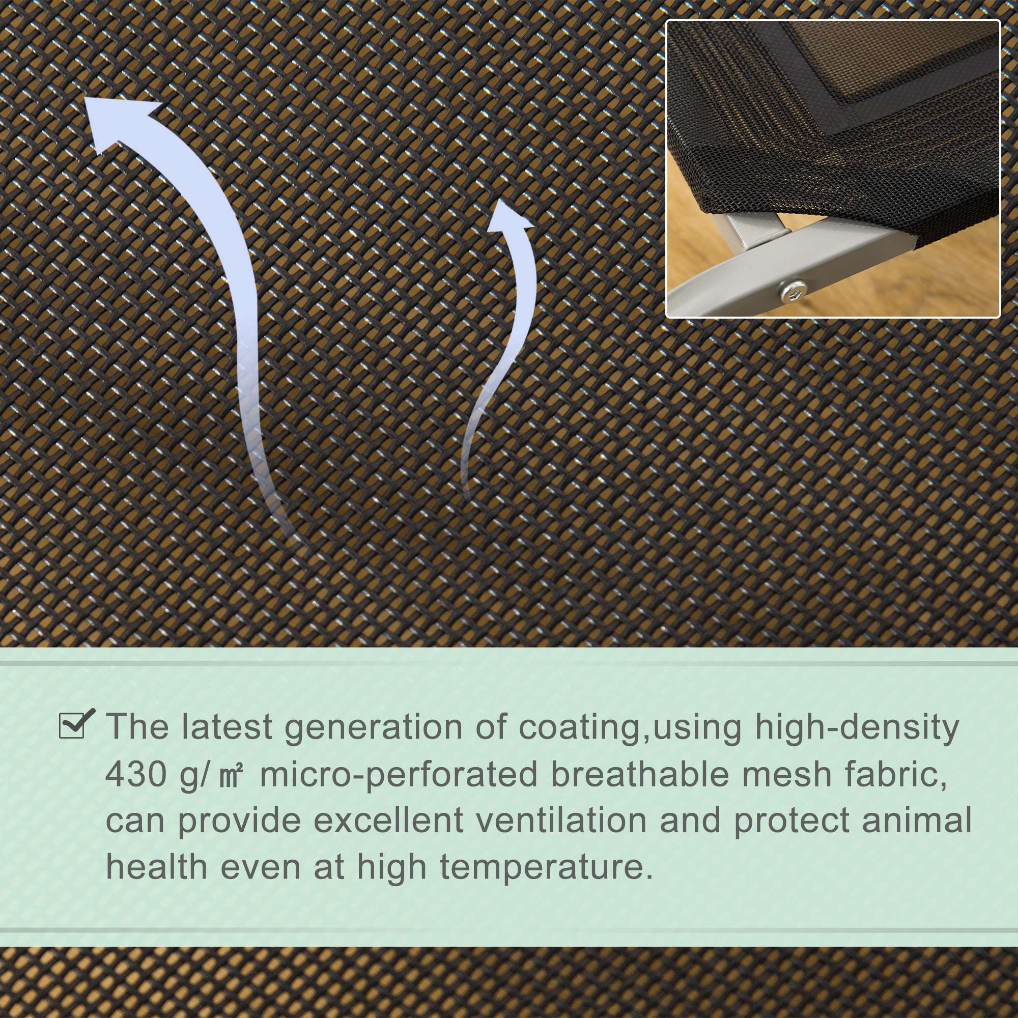 Pawhut Elevated Pet Bed Cooling Raised Cot Style Bed For Large Medium Sized Dogs With Non-Slip Pads Steel Frame Breathable Mesh Fabric - Image 5