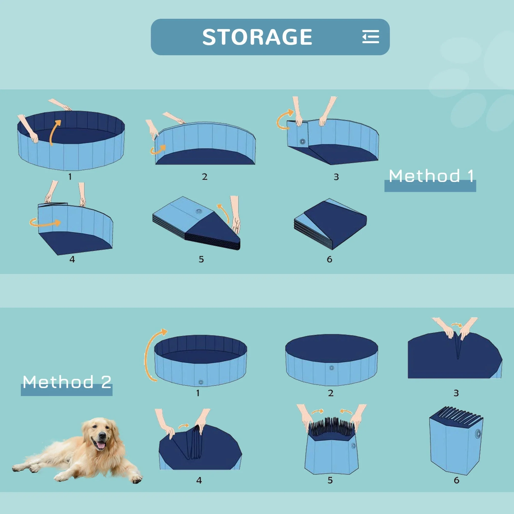 Pawhut Foldable Dog Paddling Pool Pet Cat Swimming Pool Indoor/Outdoor Collapsible Summer Bathing Tub Shower Tub Puppy Washer (?120  30H cm - Image 7