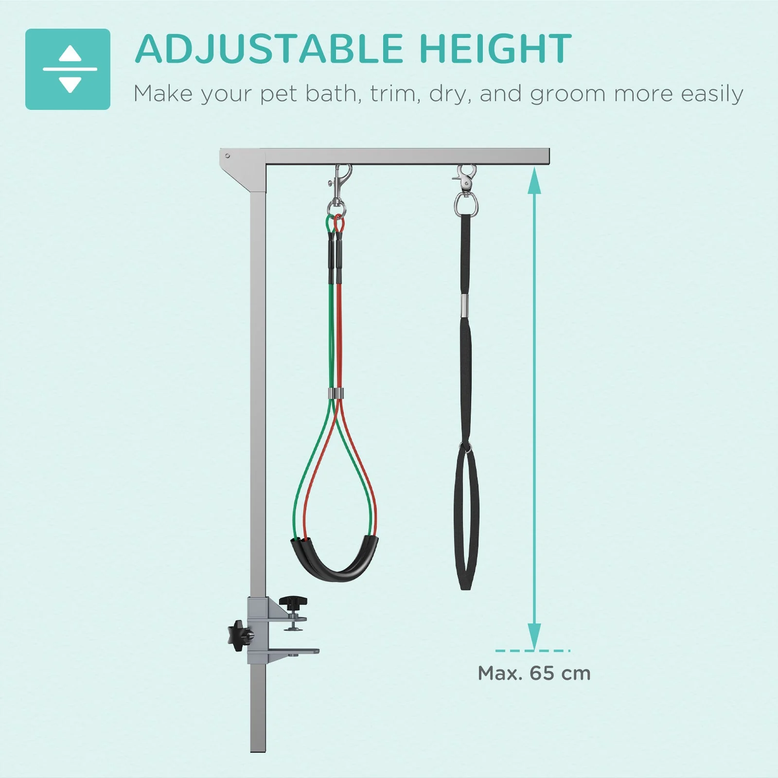 PawHut Foldable Pet Grooming Arm with Clamp - Image 6