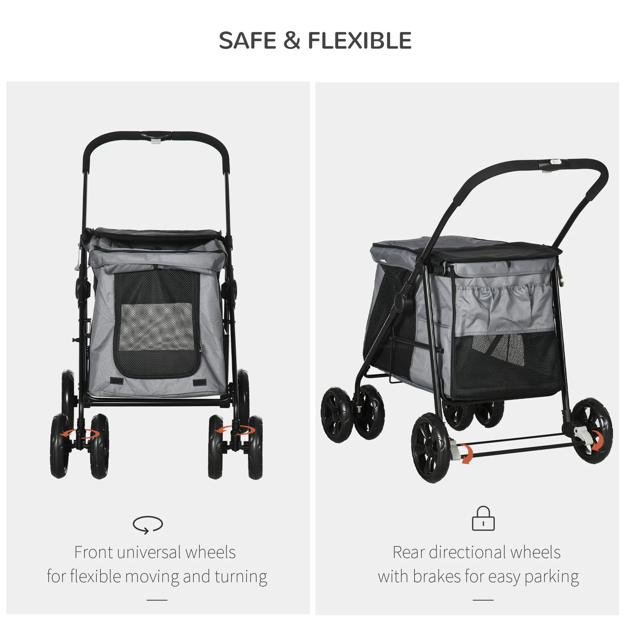 PawHut One-Click Foldable Pet Stroller - Image 7