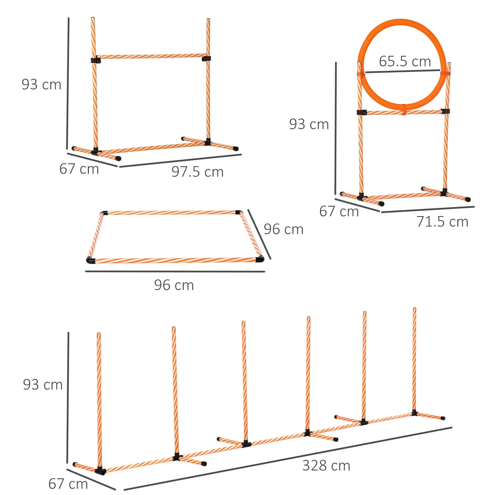 PawHut Pet Agility Training Equipment Dog Play Run Jump Hurdle Bar Obedience Training Set with Adjustable Height Jump Ring High Jumper Weave Poles Square Pause Box Carry Bag Whistle - Image 3