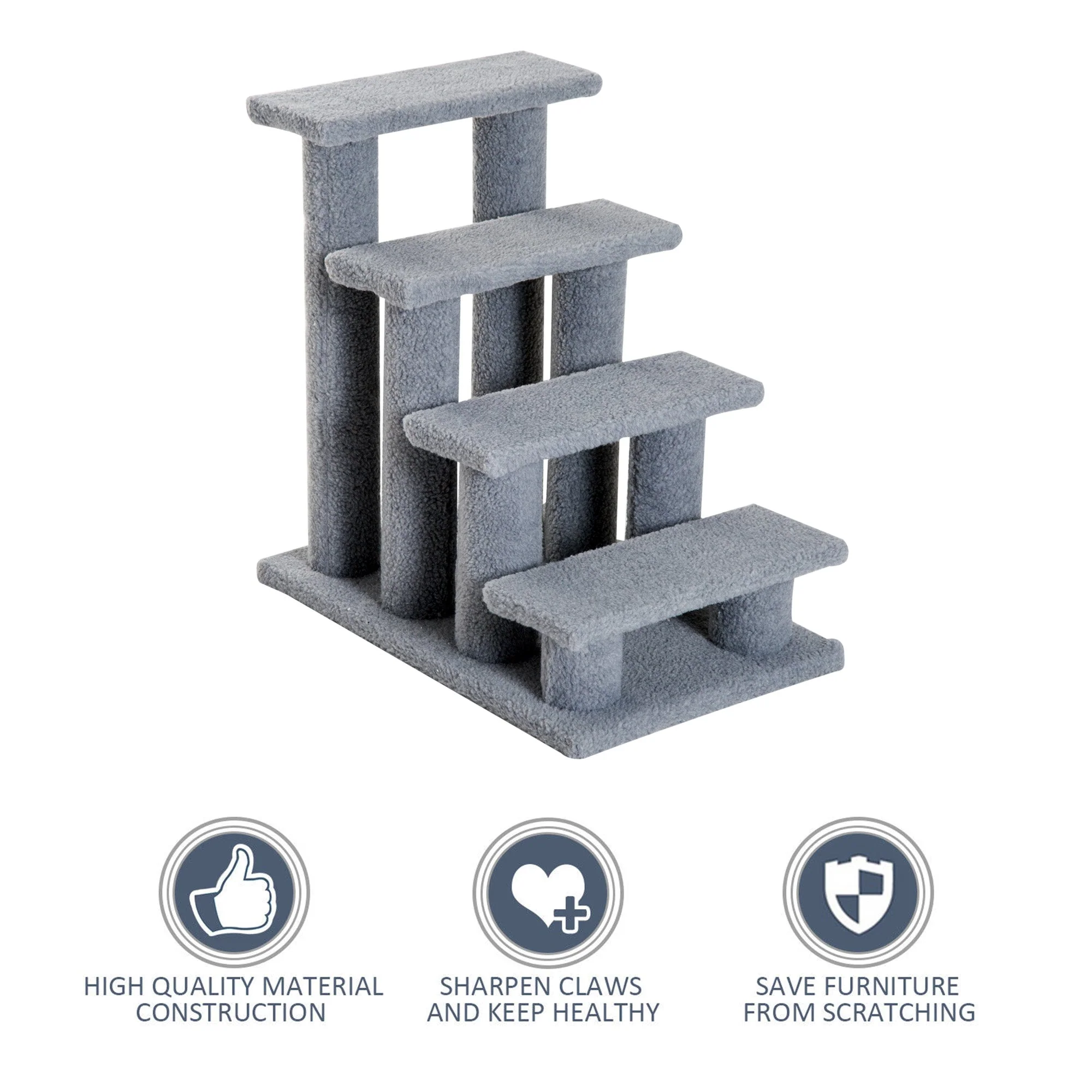 PawHut Pet Ramp Stairs Cat Tree Ladder Safety Steps Climbing Frame - Image 4