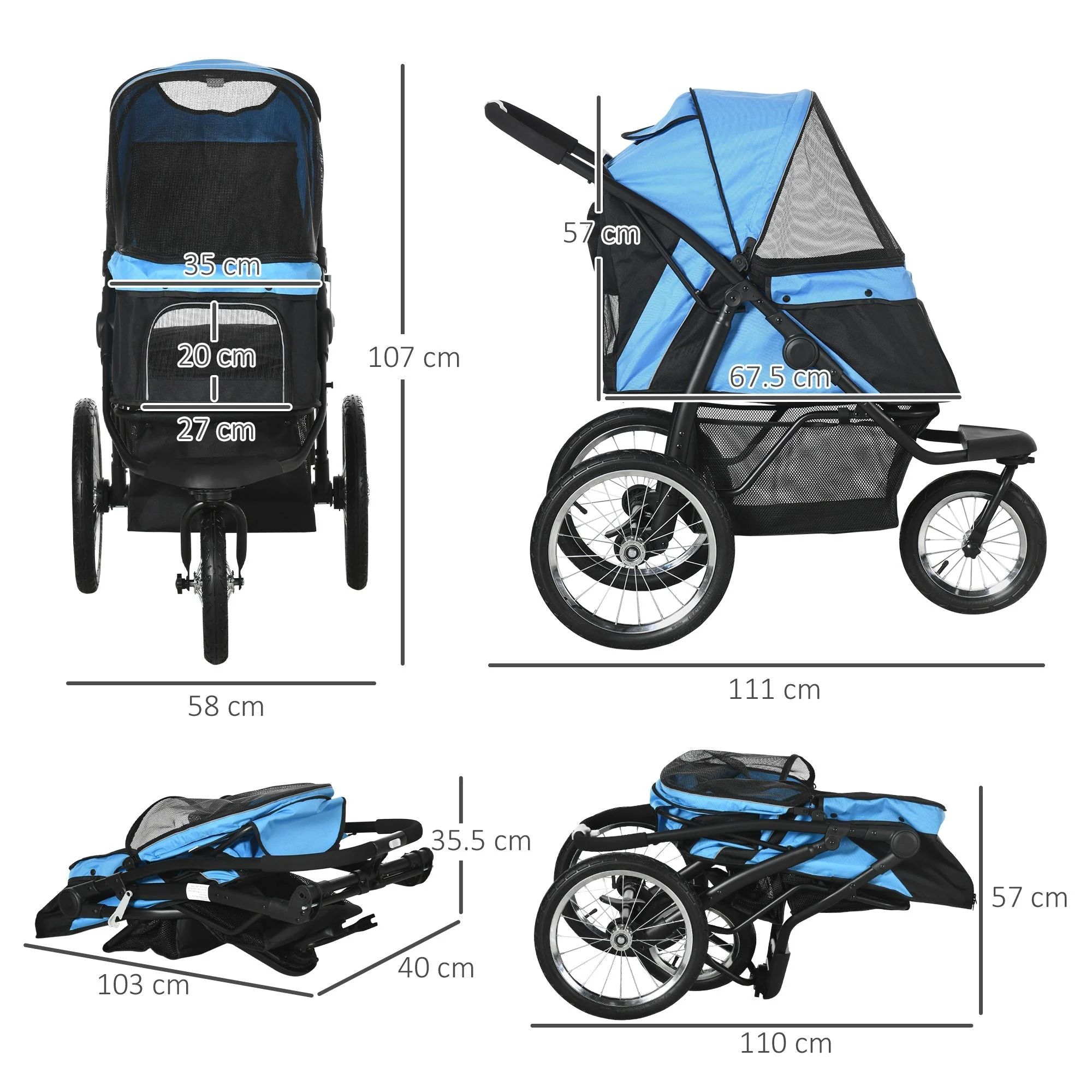 PawHut Pet Stroller Jogger for Medium - Image 4