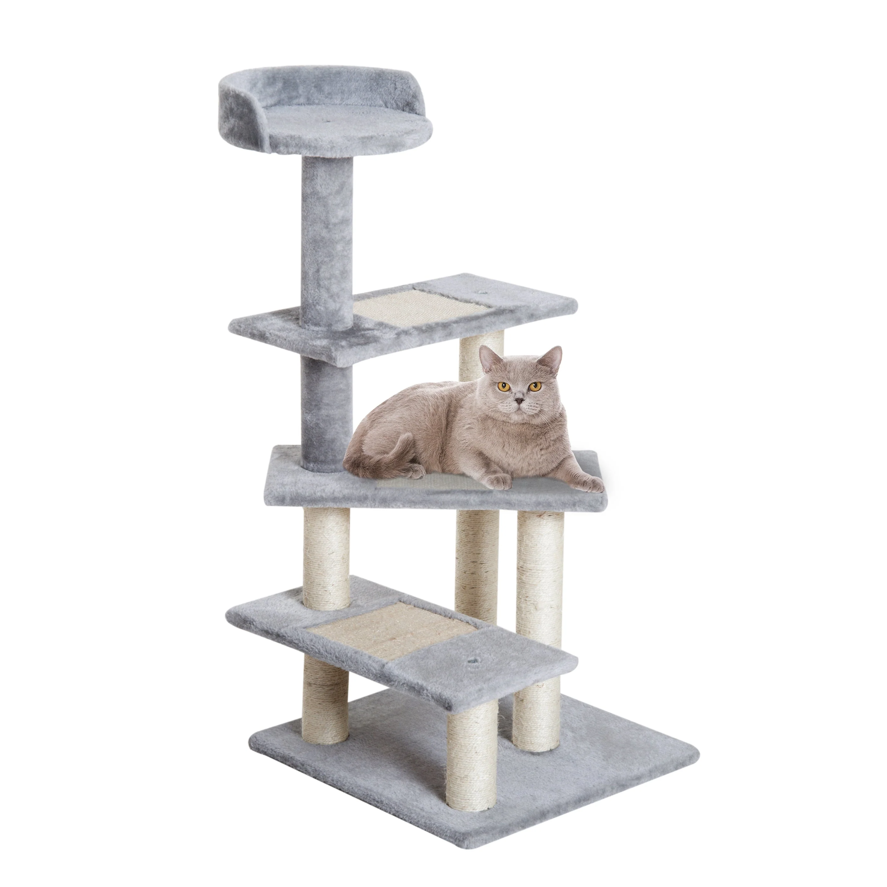 PawHut Plush Cat Tree Activity Center-Grey - Image 3