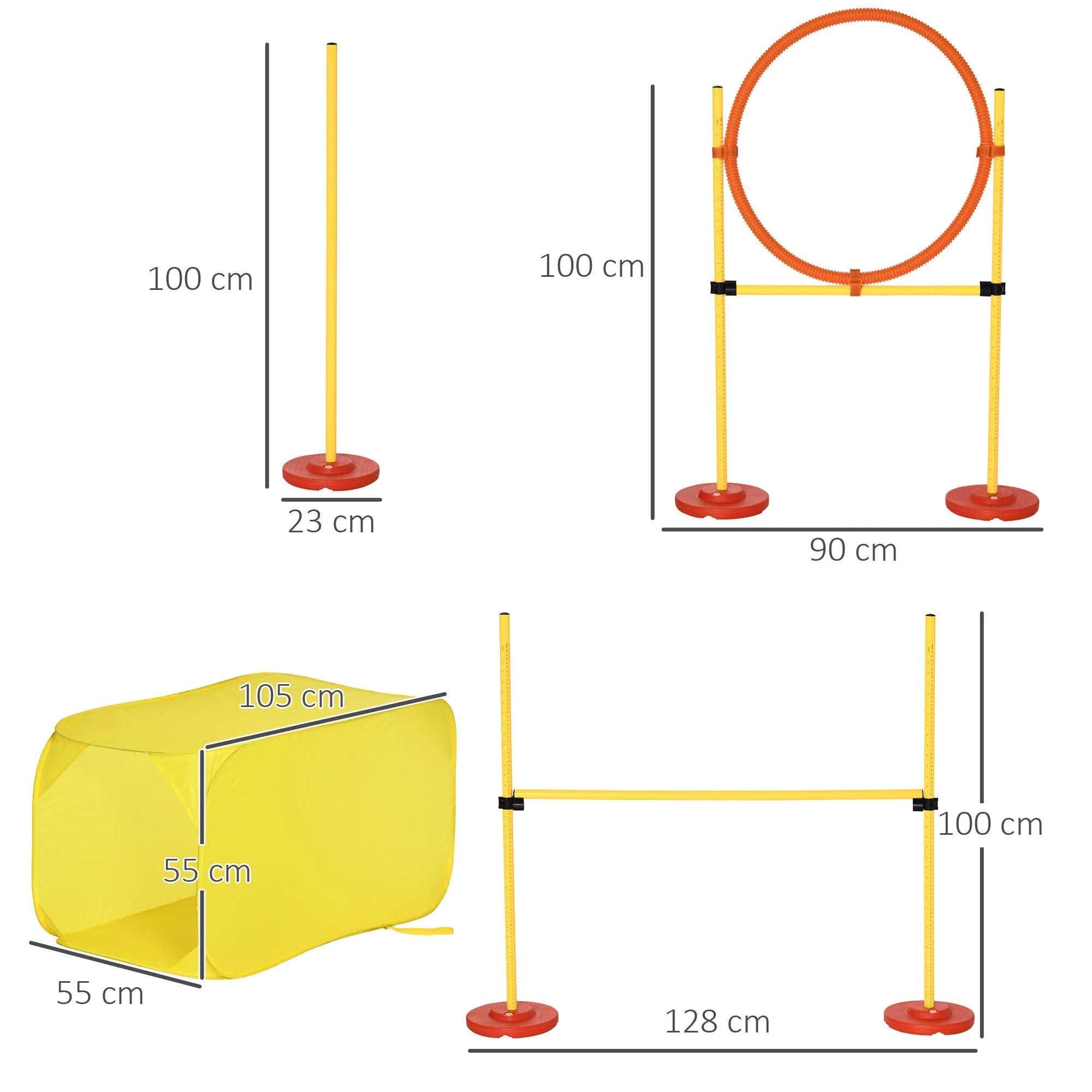 Pawhut Portable Pet Agility Training Obstacle Set For Dogs W/ Adjustable High Jumping Pole - Image 3