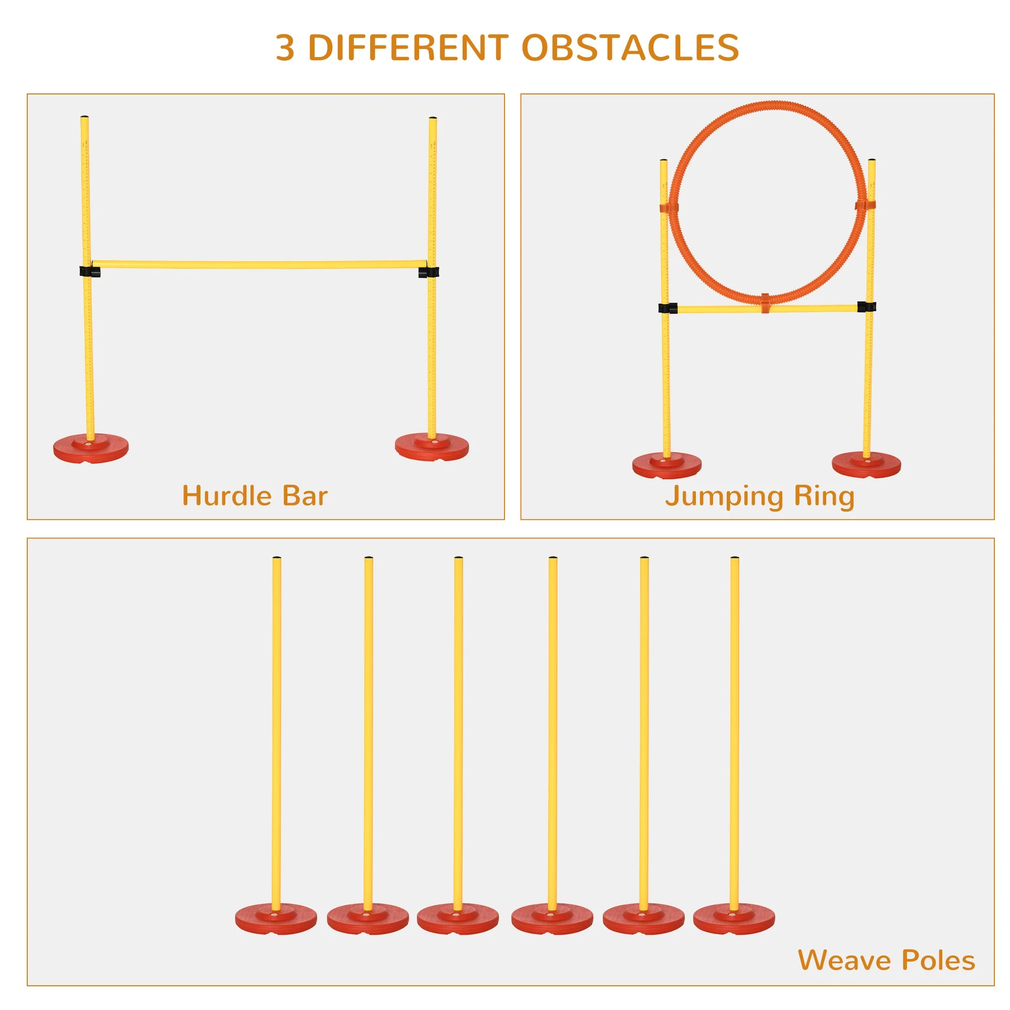 Pawhut Portable Pet Agility Training Obstacle Set For Dogs W/ Adjustable High Jumping Pole - Image 3