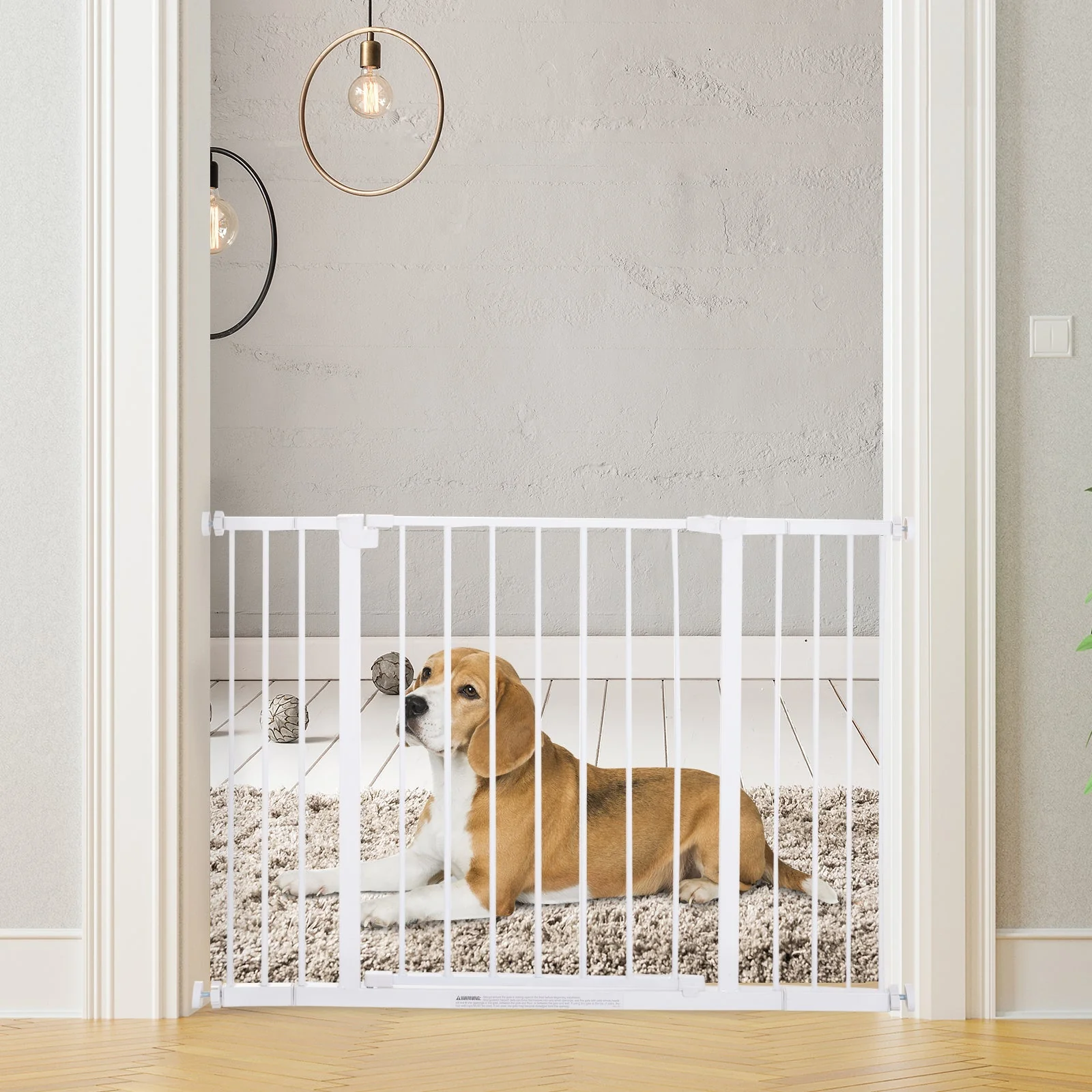 PawHut Pressure Fitted Pet Dog Safety Gate Metal Fence Extending 72-107cm Wide - Image 3