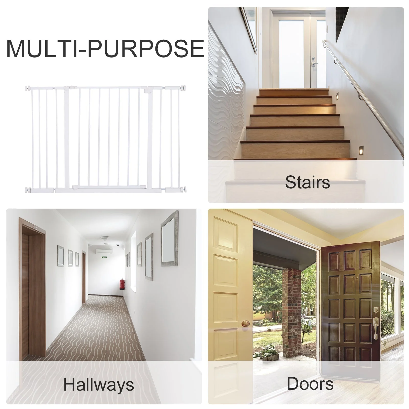 PawHut Pressure Fitted Pet Dog Safety Gate Metal Fence Extending 72-107cm Wide - Image 5