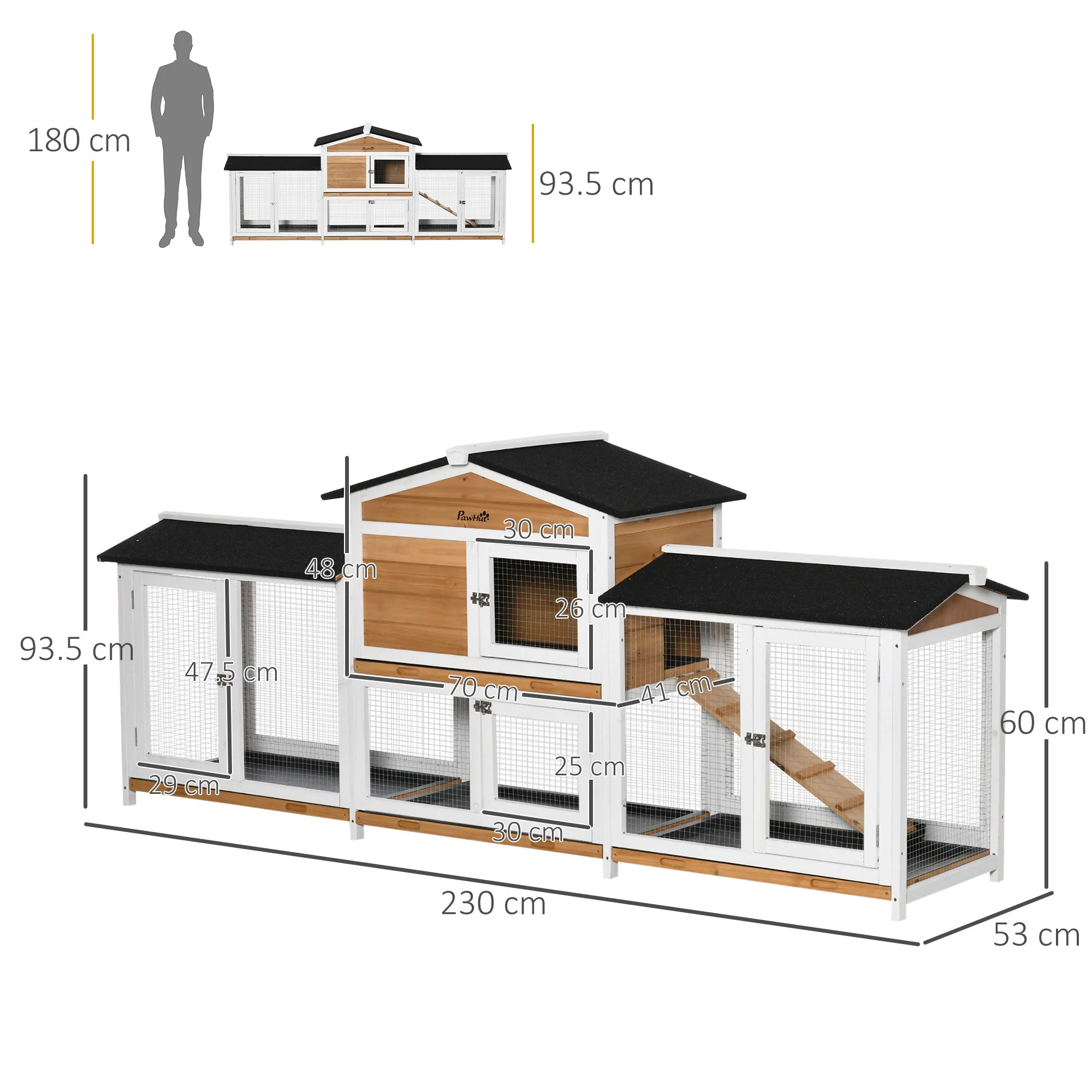 PawHut Rabbit Hutch Outdoor - Image 2
