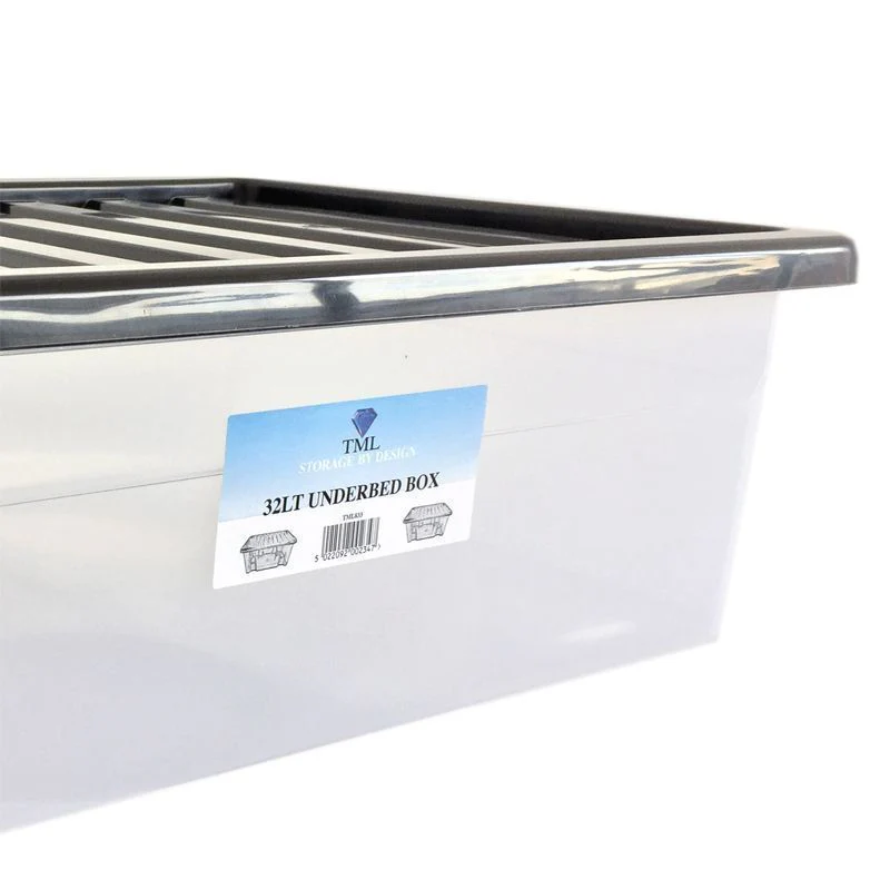 Plastic Storage Box 32 Litres - Clear & Black by TML - Image 3