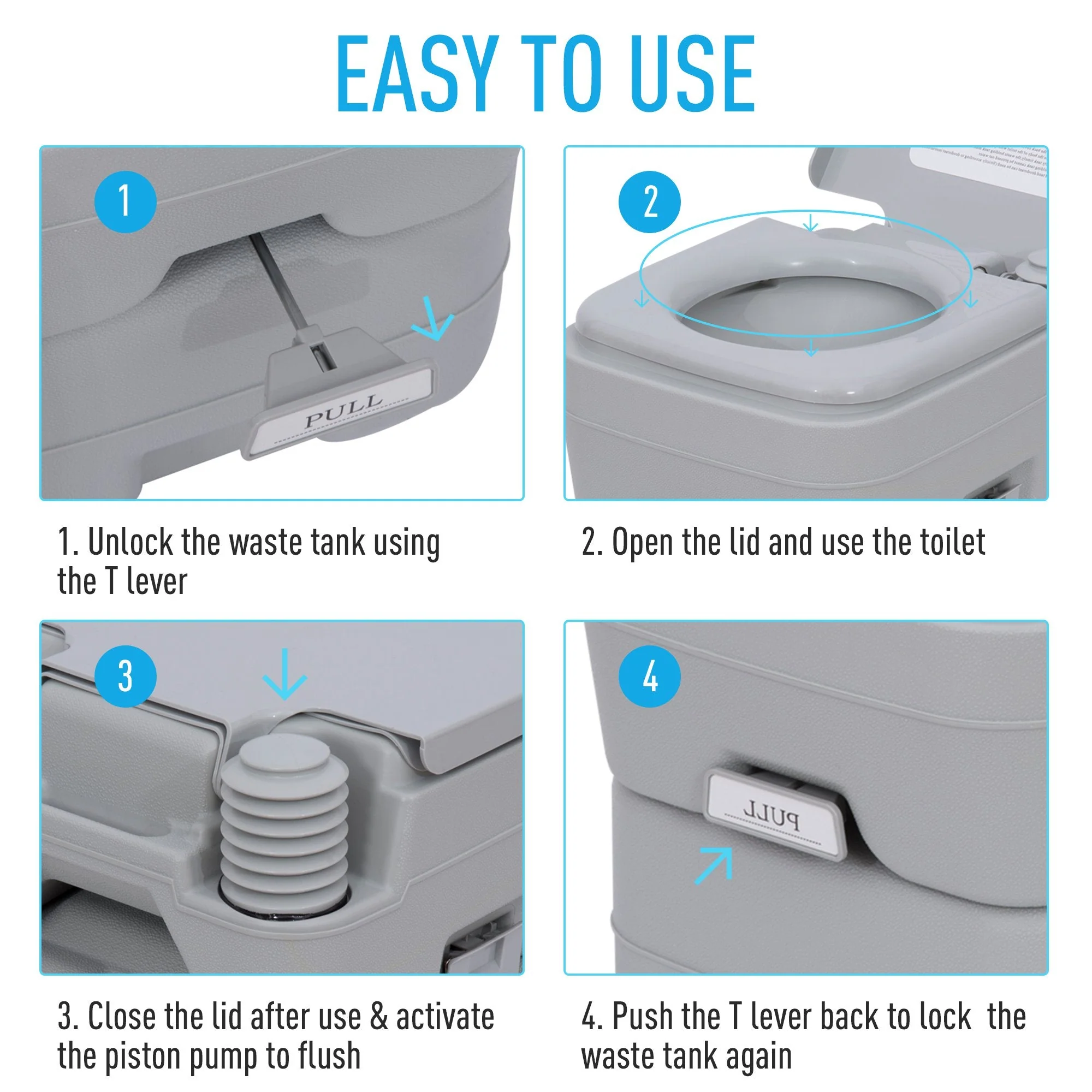 Portable Camping Toilet Potty Mobile Toilet-Grey - Image 5