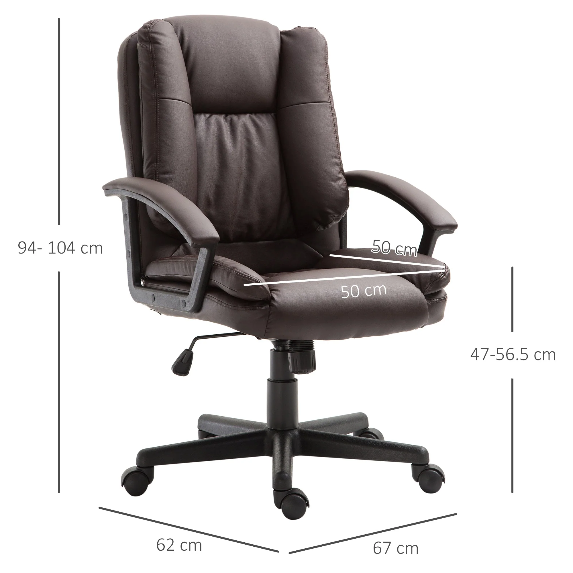 PU Leather Executive Office Chair-Brown - Image 3