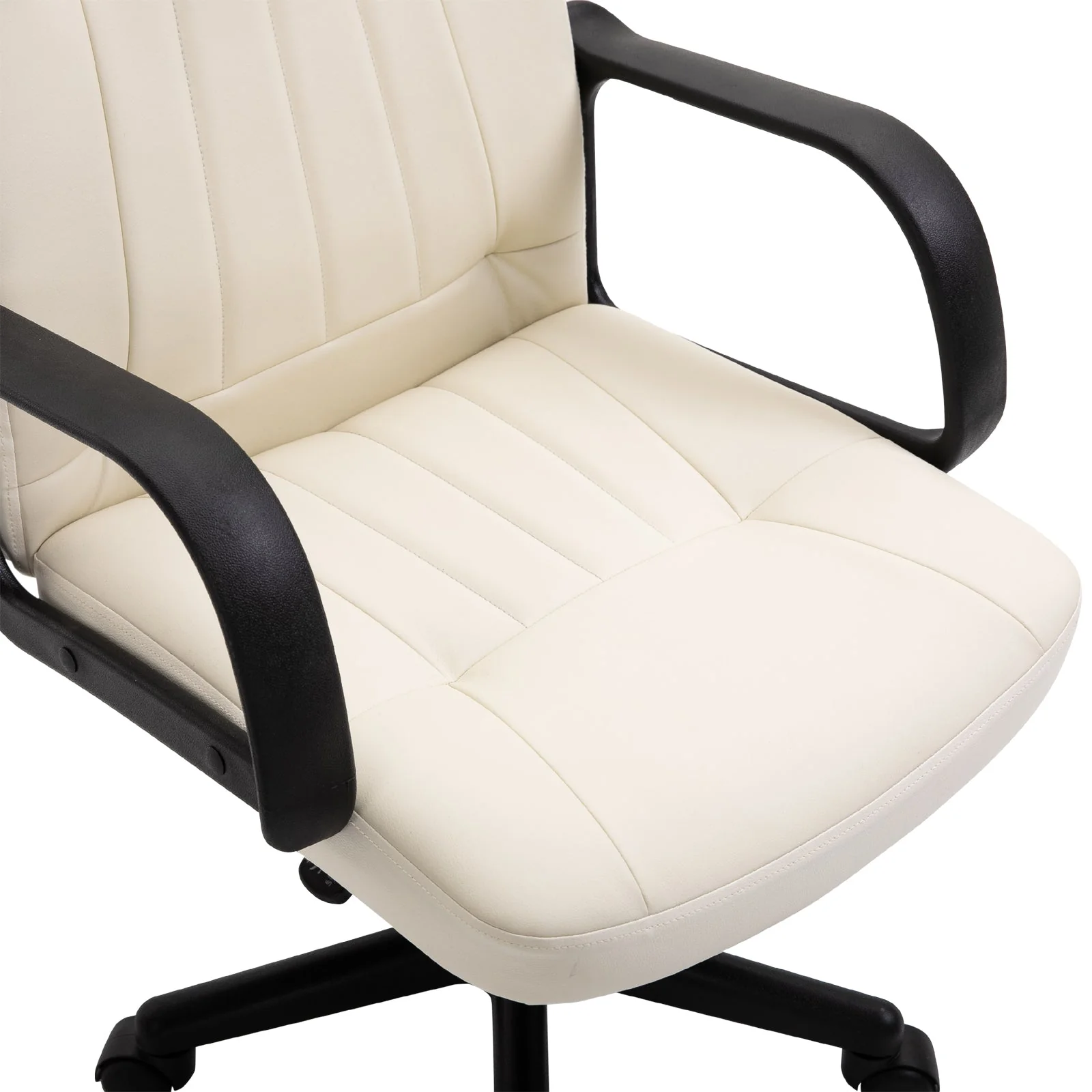 PU Leather Swivel Home Office Chair Cream - Image 7
