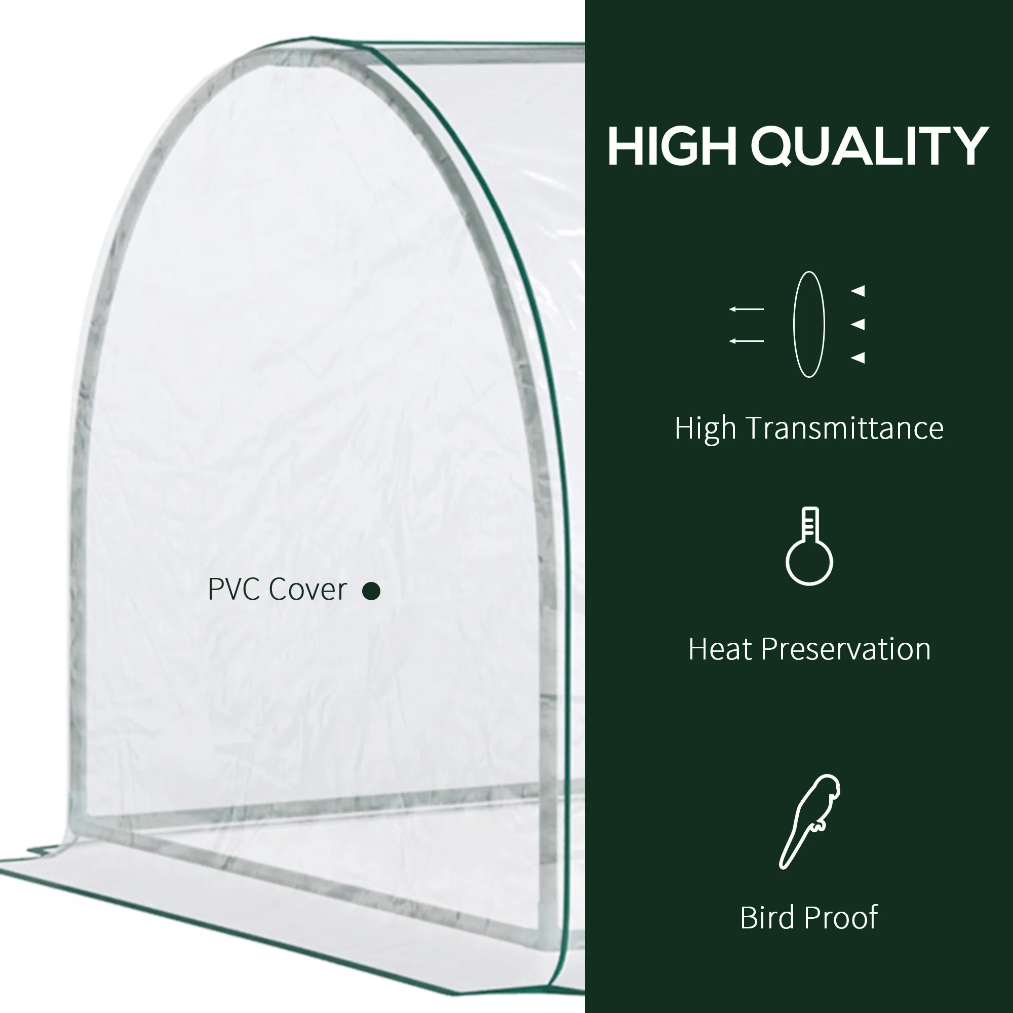 PVC Greenhouse Tunnel Steel Frame Transparent 250x100x80cm - Image 4